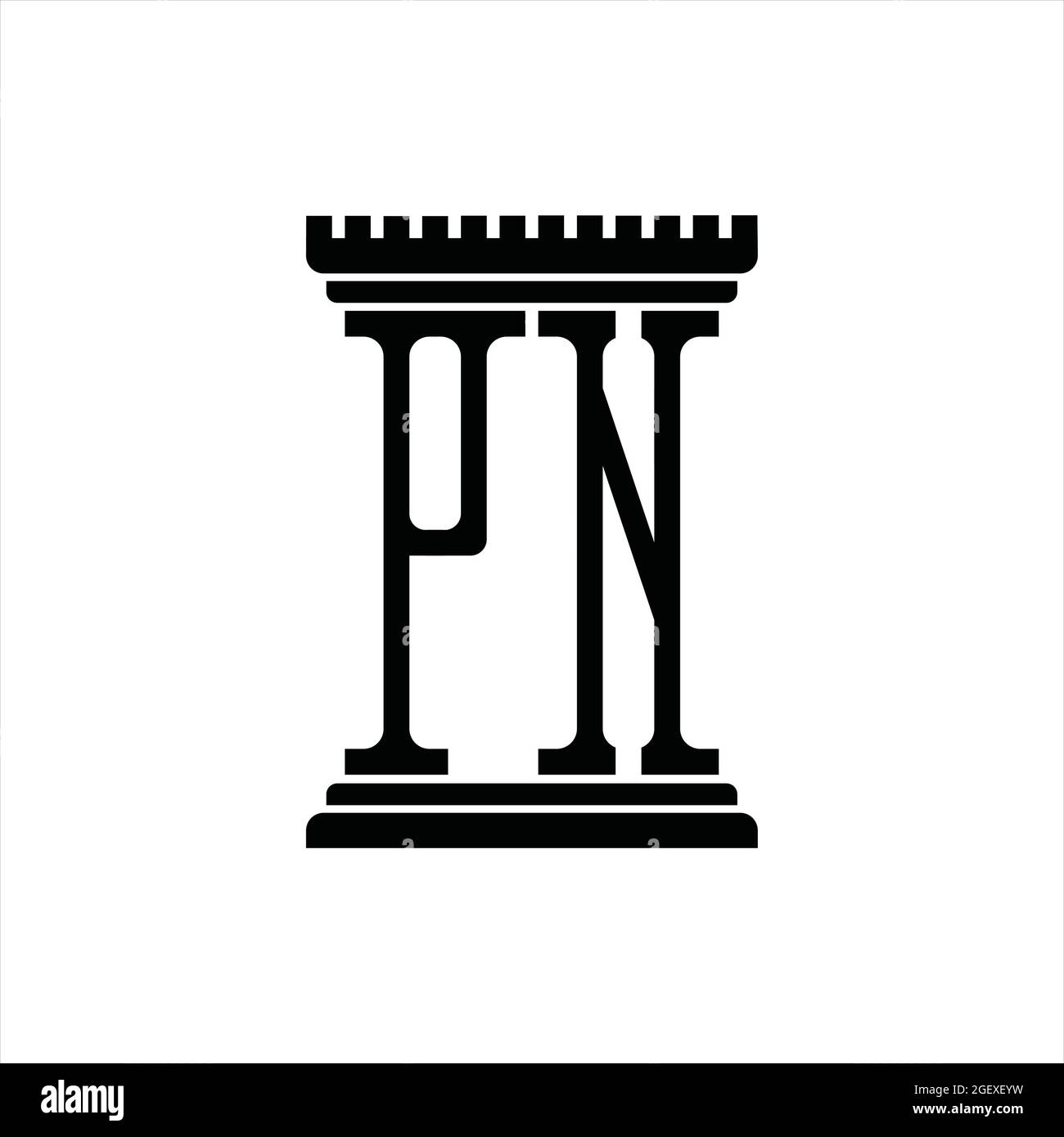 PN logo monogramme avec un espace négatif de style de ligne sur le fond noir Illustration de Vecteur