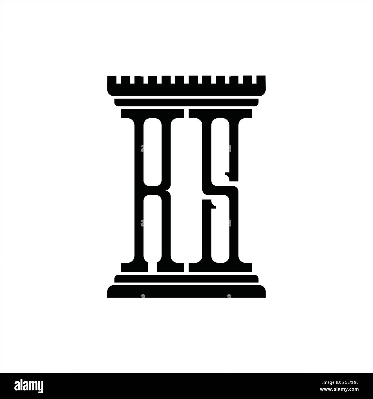 Logo RS monogramme avec fond blanc en forme de pilier Illustration de Vecteur