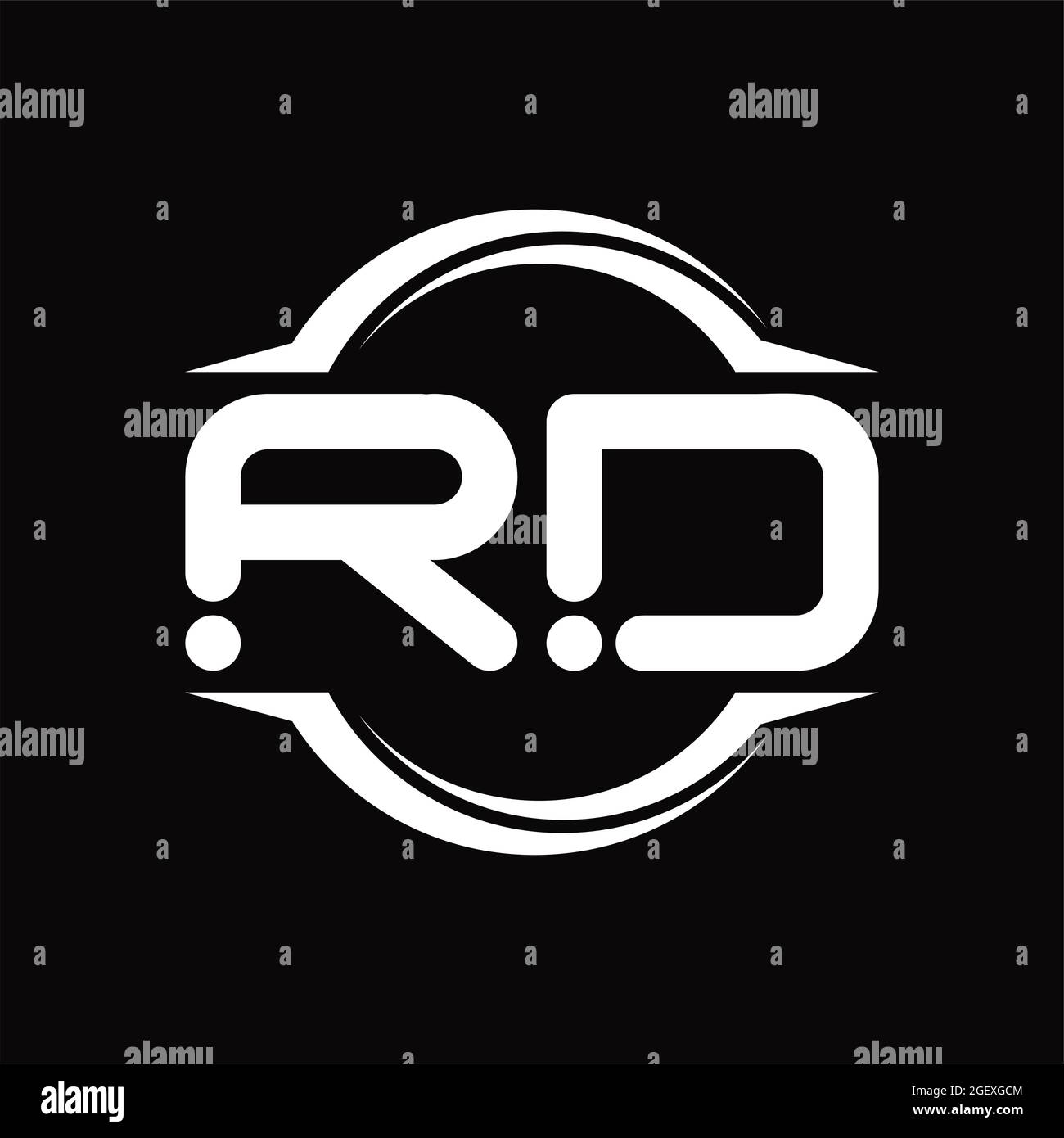 RD logo monogramme résumé technologie de vitesse fond noir modèle de conception Illustration de Vecteur