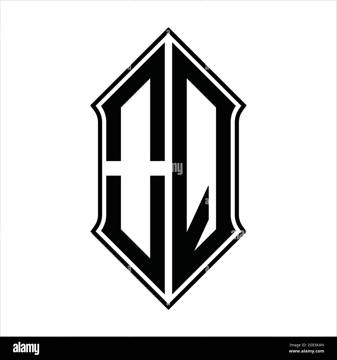 OQ logo monogramme avec forme de protection et contour noir modèle de conception vecteur icône résumé Illustration de Vecteur