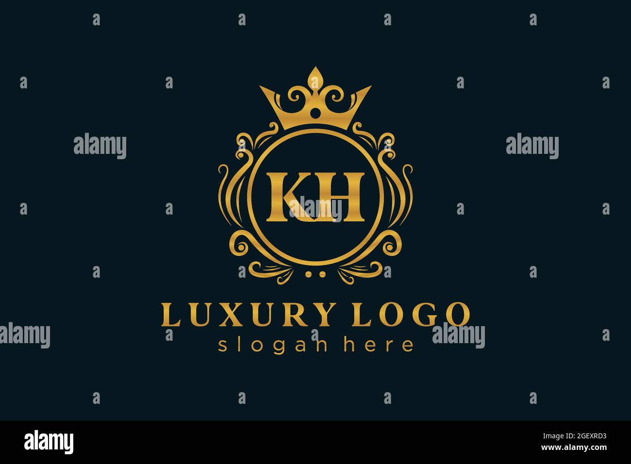 Modèle de logo KH Letter Royal Luxury dans les illustrations vectorielles pour les restaurants, les Royalty, les boutiques, les cafés, les hôtels, Heraldic, bijoux, mode et autres illustrations vectorielles Illustration de Vecteur