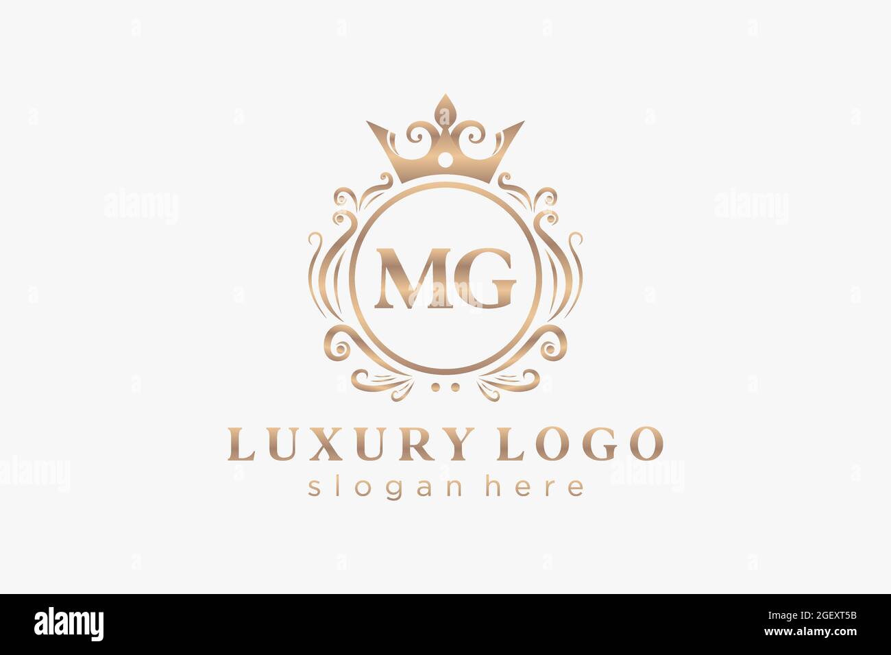 MODÈLE DE logo de luxe MG Letter Royal dans un dessin vectoriel pour restaurant, Royalty, Boutique, café, Hôtel, Heraldic, bijoux, mode et autres illustrations vectorielles Illustration de Vecteur