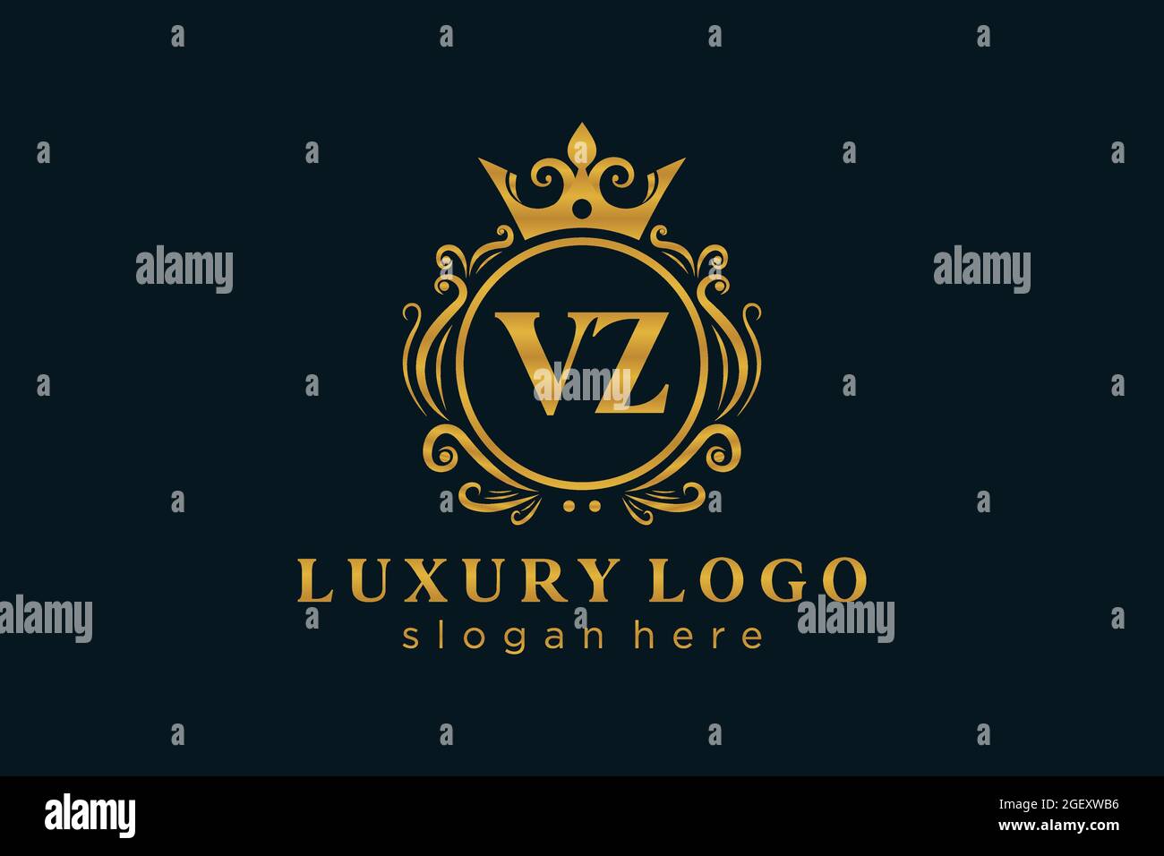 Modèle de logo VZ Letter Royal Luxury dans les illustrations vectorielles pour les restaurants, les royalties, les boutiques, les cafés, les hôtels, Heraldic, bijoux, mode et autres illustrations vectorielles Illustration de Vecteur