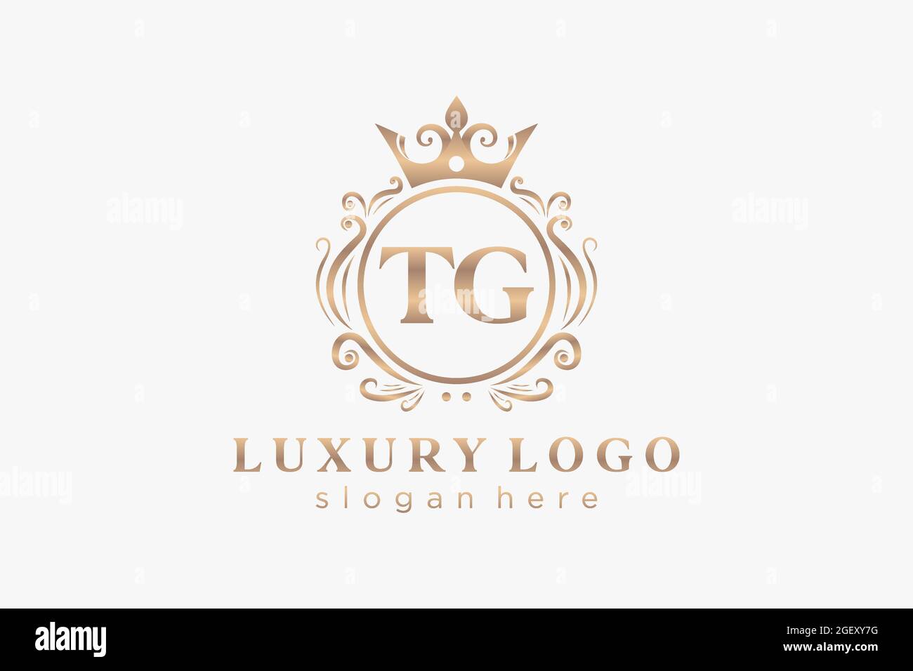 Modèle de logo de luxe TG Letter Royal dans les illustrations vectorielles pour les restaurants, les royalties, les boutiques, les cafés, les hôtels, Heraldic, bijoux, mode et autres illustrations vectorielles Illustration de Vecteur