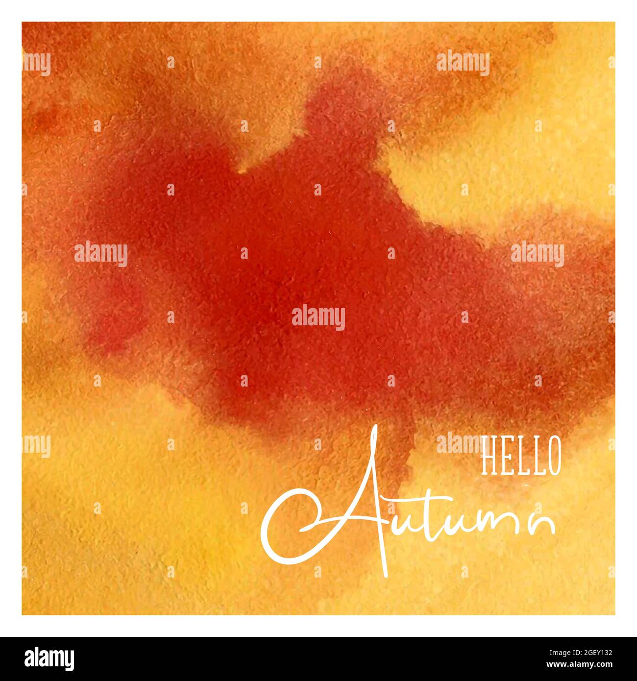 Bannière Hello Autumn aquarelle orange jaune rouge avec lettrage, place pour insérer votre texte, image. Arrière-plan, toile de fond. Illustration vectorielle Illustration de Vecteur