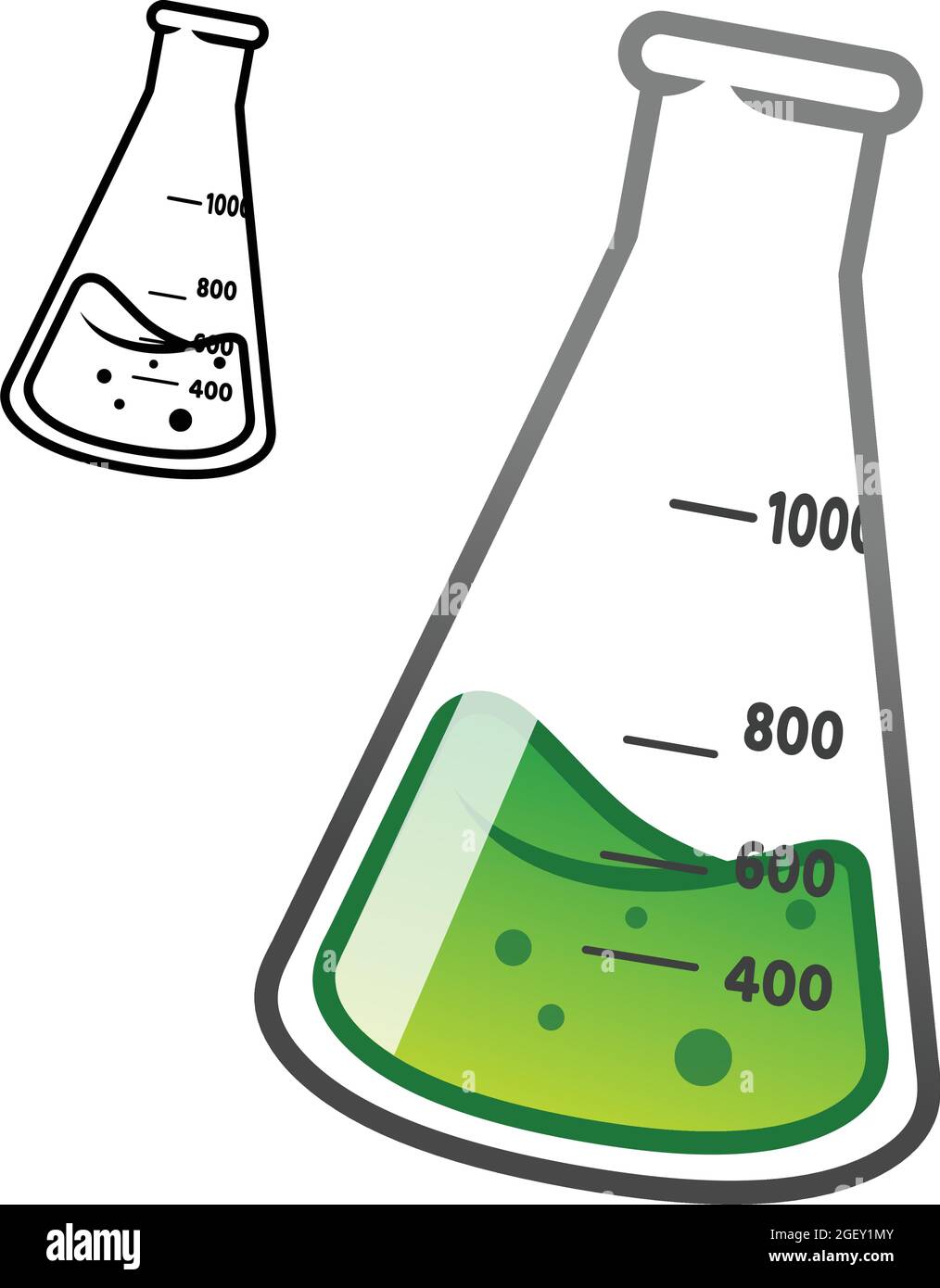 Flacon Erlenmeyer avec dessin au trait, équipement de laboratoire, illustration d'objet vectoriel, logo d'objet dessin sur fond blanc isolé. Illustration de Vecteur