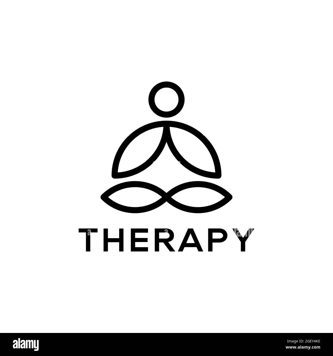 VECTEUR DE CONCEPTION DU LOGO DE MÉDITATION THÉRAPEUTIQUE. MODÈLE DE MÉDITATION AVEC ÉLÉMENTS DE LOTUS DE FEUILLES. LOGO DE MÉDITATION DE COULEUR NOIRE ET BLANCHE. LOGO MÉDITATION MODERNE MIN Illustration de Vecteur