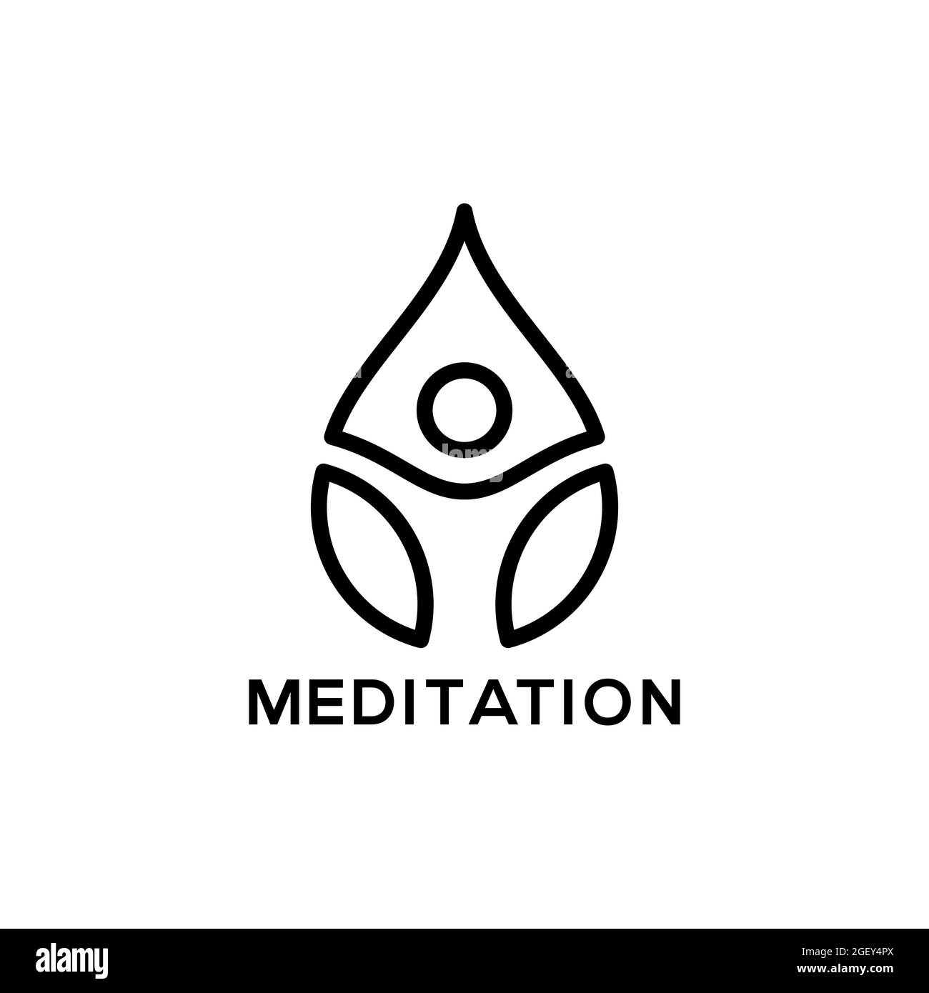 VECTEUR DE CONCEPTION DU LOGO DE MÉDITATION THÉRAPEUTIQUE. MODÈLE DE MÉDITATION AVEC ÉLÉMENTS DE LOTUS DE FEUILLES. LOGO DE MÉDITATION DE COULEUR NOIRE ET BLANCHE. LOGO MÉDITATION MODERNE MIN Illustration de Vecteur