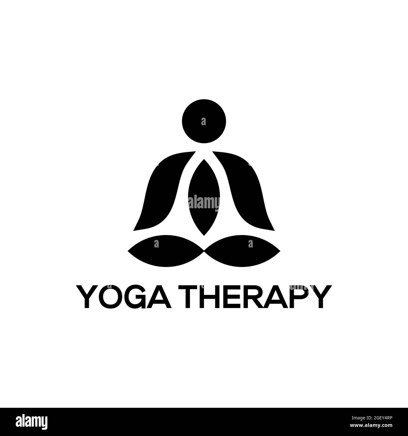 VECTEUR DE CONCEPTION DU LOGO DE MÉDITATION THÉRAPEUTIQUE. MODÈLE DE MÉDITATION AVEC ÉLÉMENTS DE LOTUS DE FEUILLES. LOGO DE MÉDITATION DE COULEUR NOIRE ET BLANCHE. LOGO MÉDITATION MODERNE MIN Illustration de Vecteur