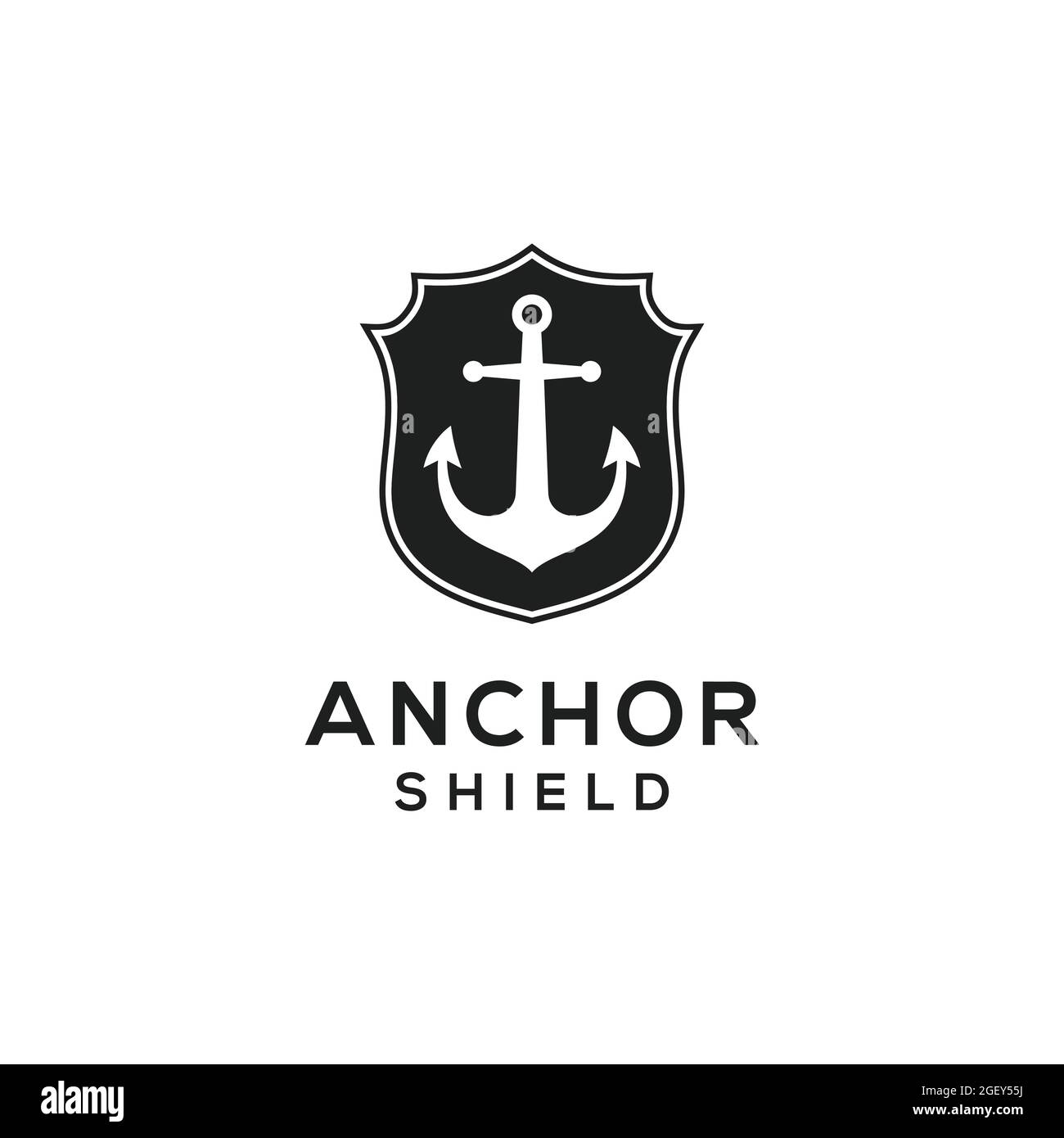 ANCRE AVEC ÉCUSSON NOIR ET BLANC COULEUR MODERNE MINIMALISTE VECTEUR POUR ENTREPRISE OU SOCIÉTÉ FINANCIÈRE Illustration de Vecteur