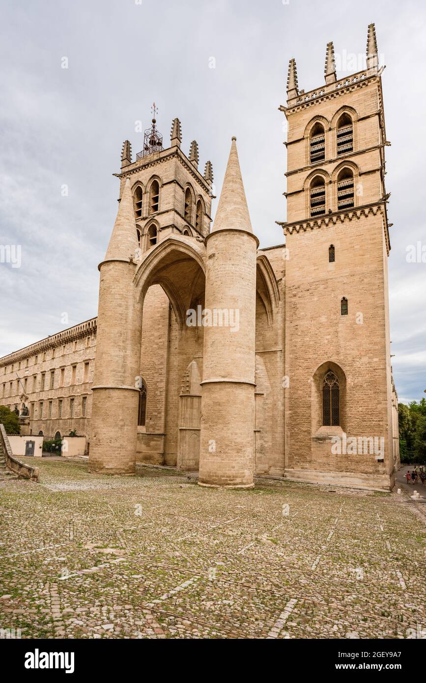 Montpellier, France. 5 août 2021. Vue extérieure sur la cathédrale Saint-Pierre de Montpellier. Banque D'Images