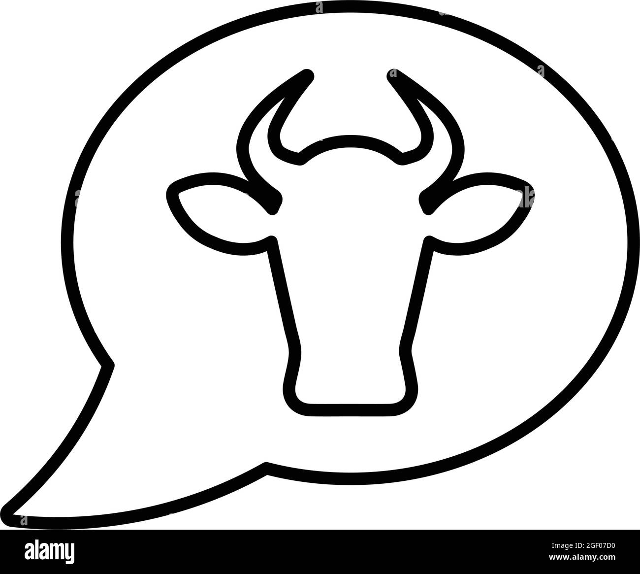 Bulle, taureau, nuage, vache, icône de message est isolée sur fond blanc. Illustration vectorielle simple pour la conception graphique et Web ou à des fins commerciales. Illustration de Vecteur