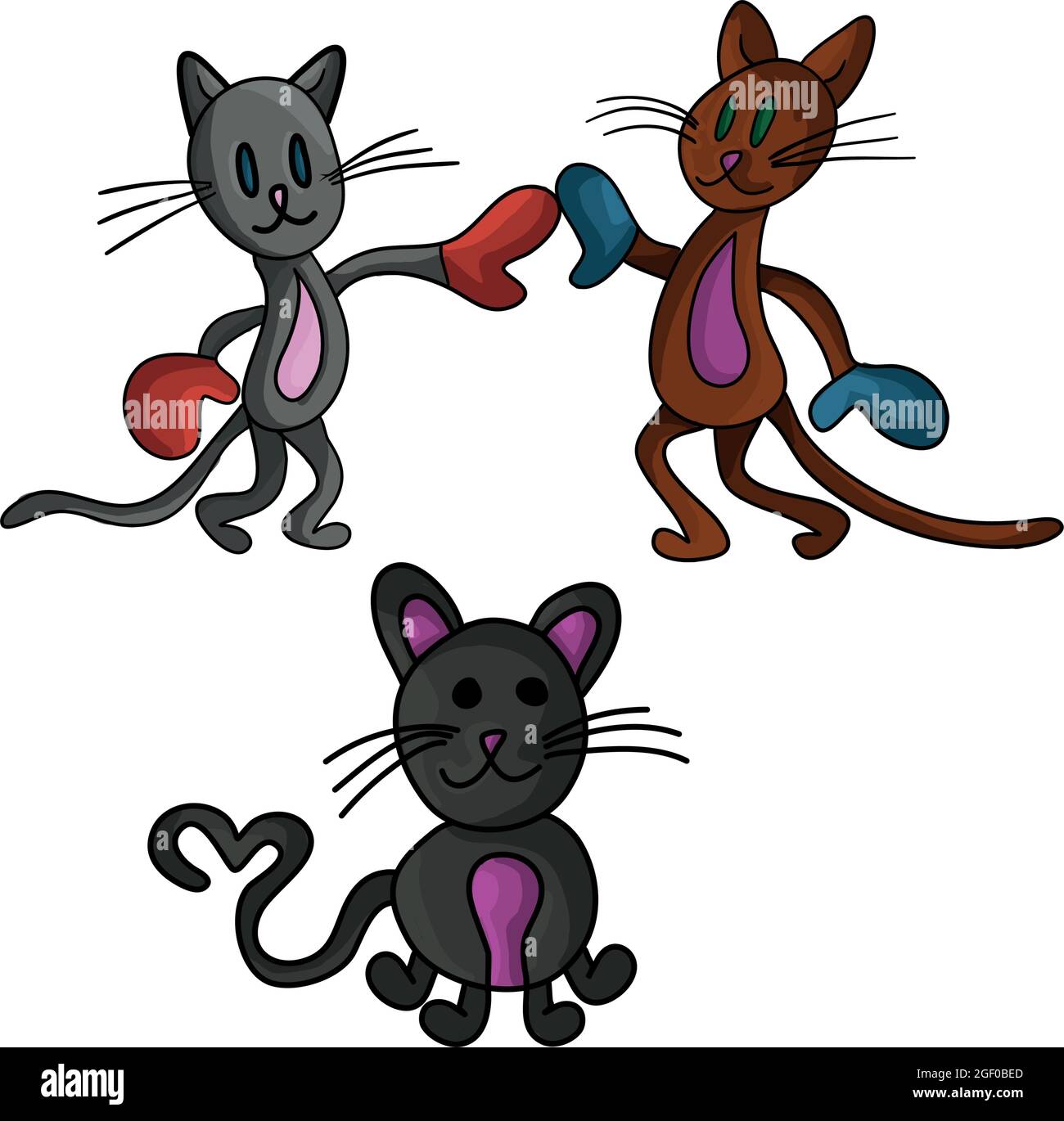 Chat vectoriel - jeu d'illustrations colorées Illustration de Vecteur
