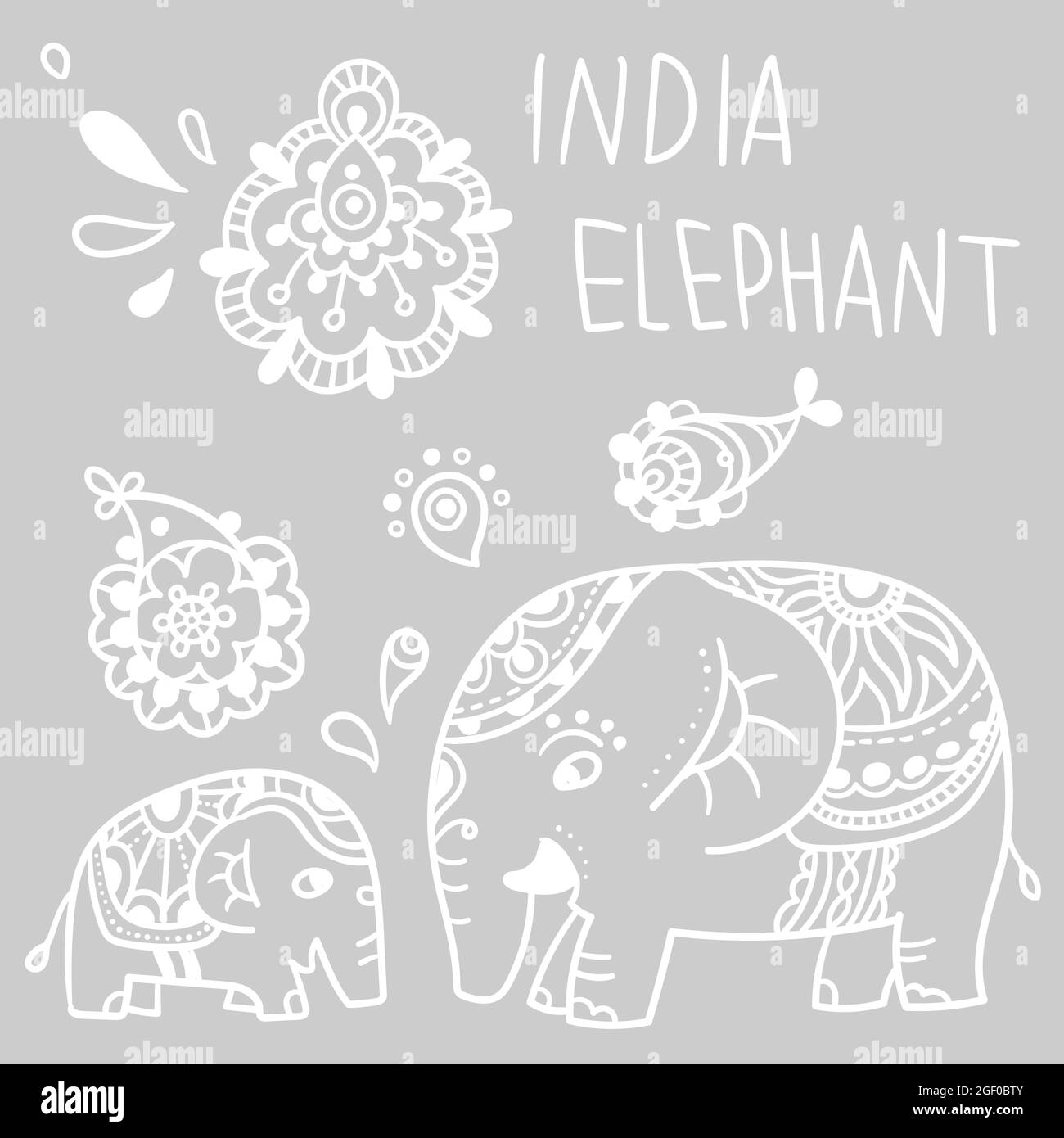 Dessin de main vecteur Inde éléphant. Illustration de style indien. Illustration de stock Illustration de Vecteur