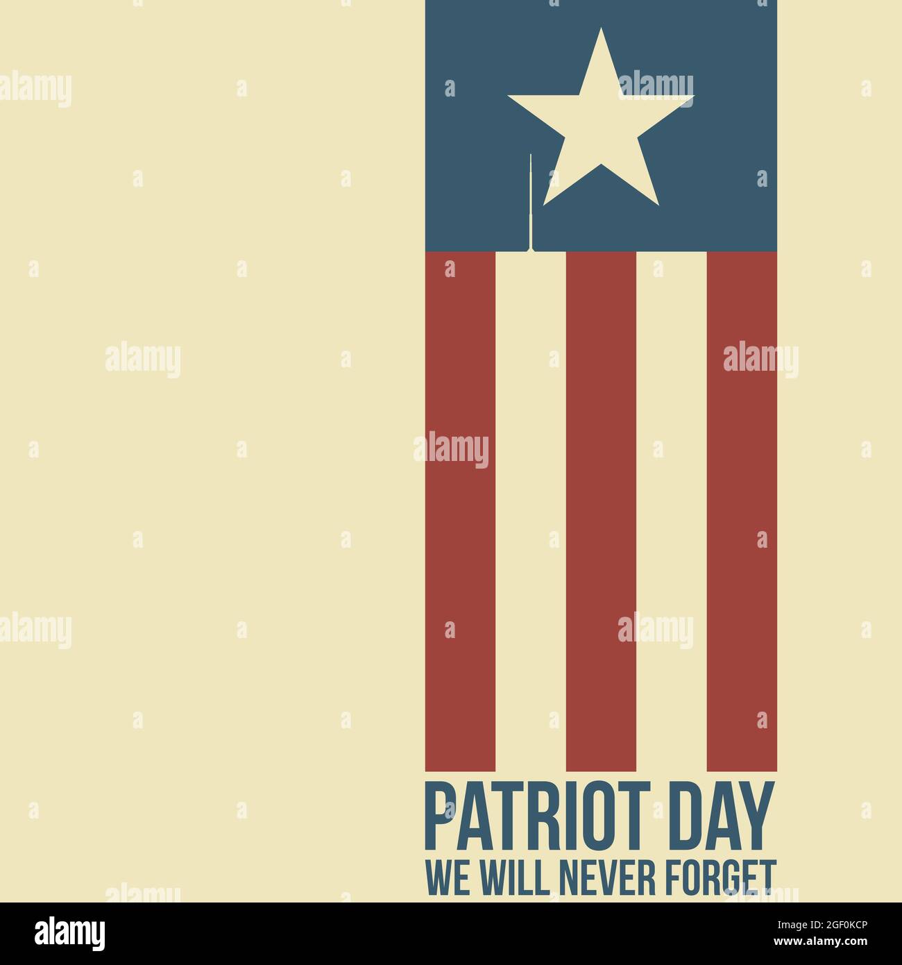 Journée Patriot. Deux tours jumelles représentées sur le drapeau. Illustration de Vecteur