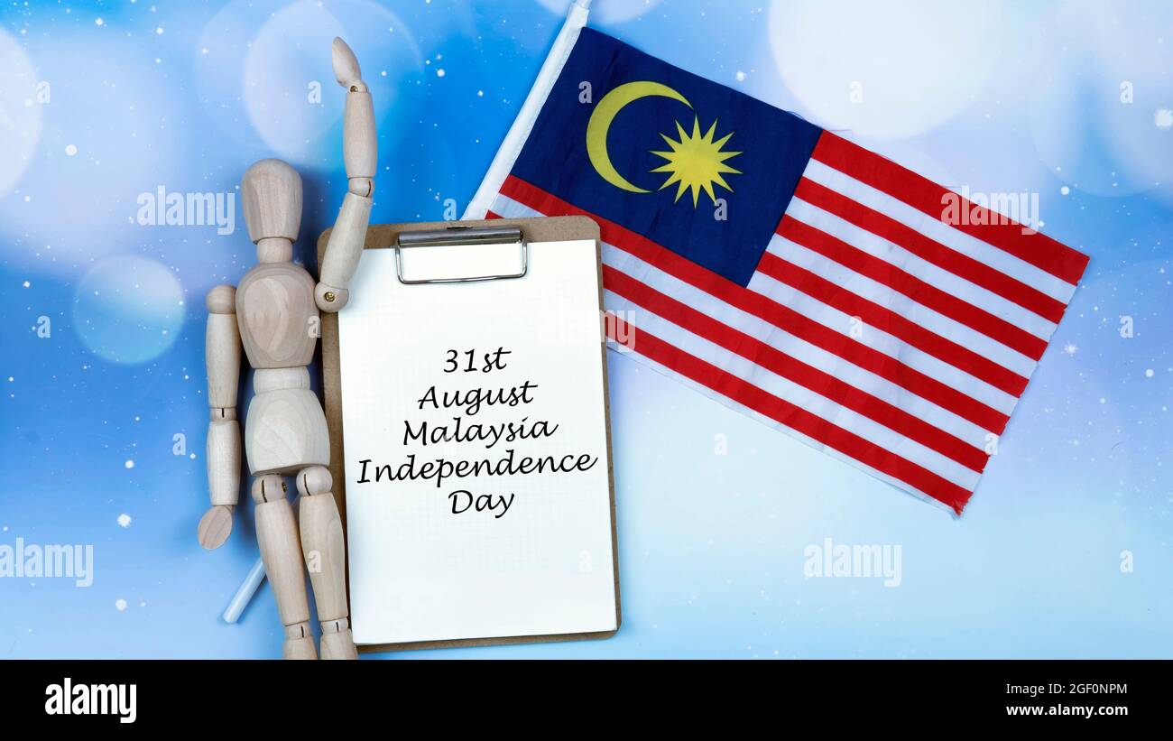 Le 31 août est un jour de l'indépendance de la Malaisie. Concept de la Journée de l'indépendance en célébrant la Journée de l'indépendance de la Malaisie. Accent sélectif sur le drapeau de la Malaisie. Banque D'Images