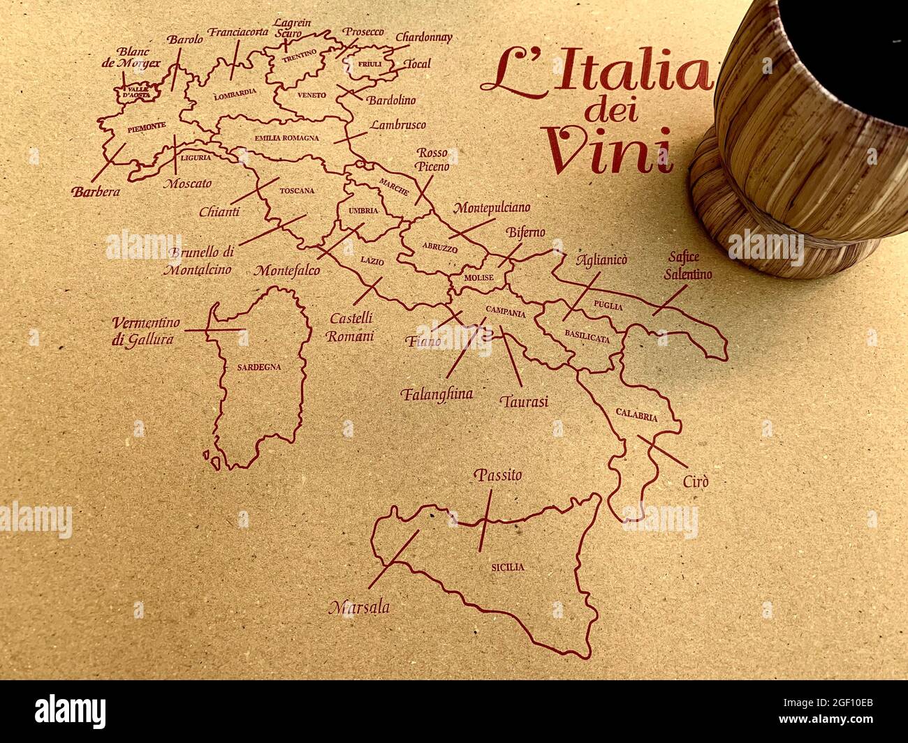 La carte des vins italiens. Banque D'Images