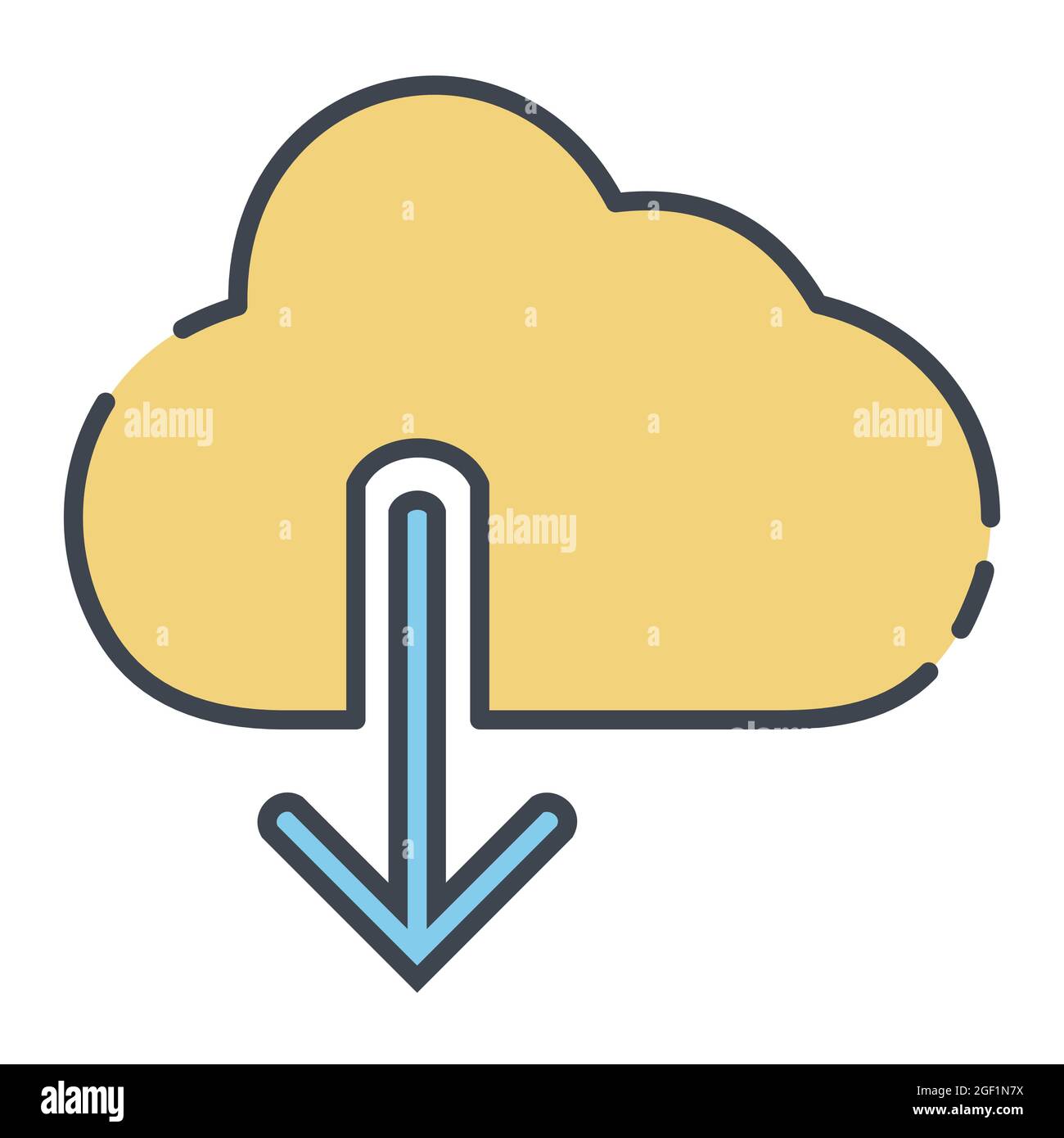 Icône vecteur de nuage avec flèche vers le bas - style de coupe de ligne - illustration simple. Contour modifiable. Vecteur de modèle de conception.conception de style de contour.vecteur g Illustration de Vecteur