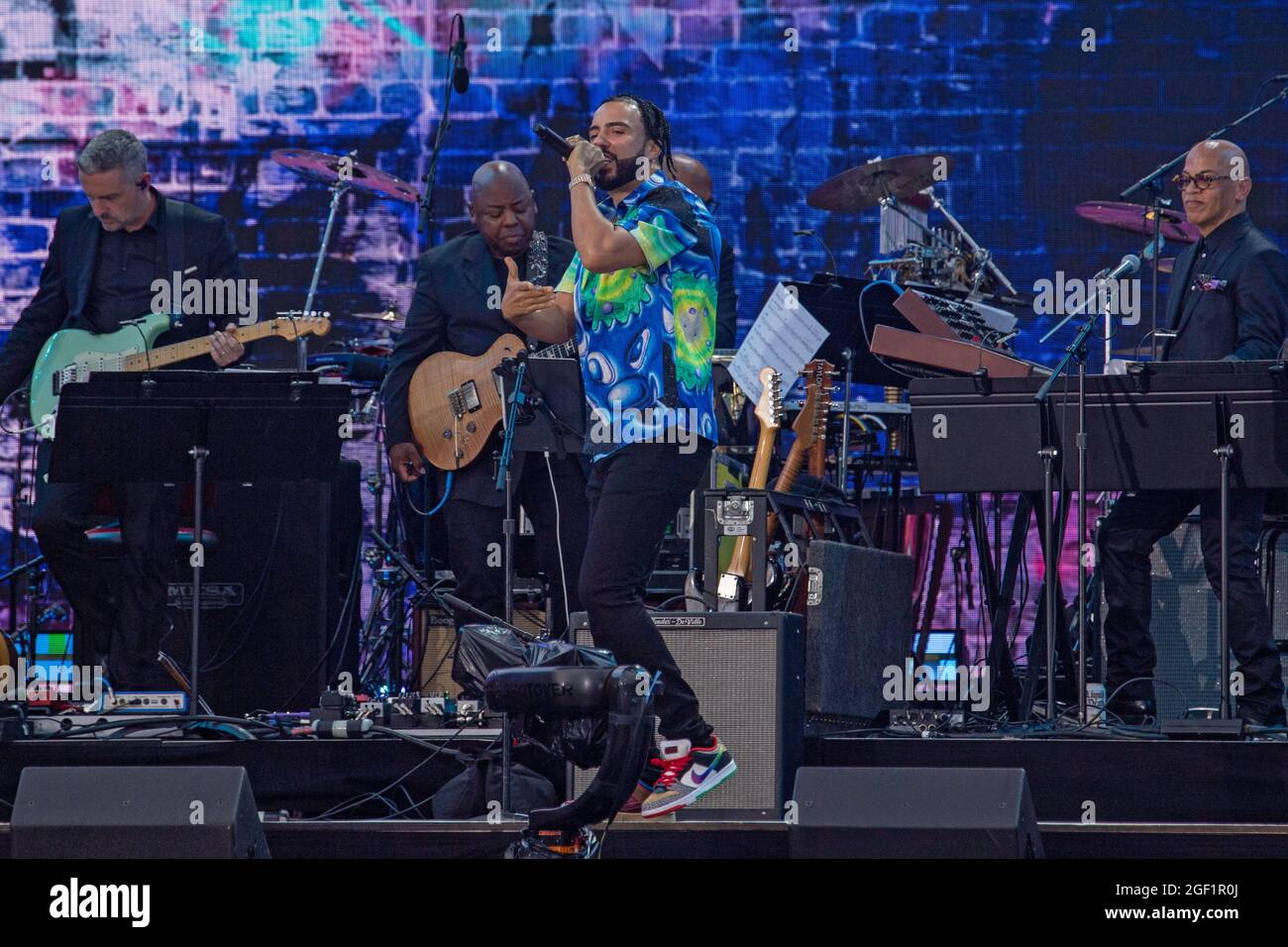 New York, États-Unis. 21 août 2021. French Montana se produit lors du « We Love NYC: The Homecoming concert » au Great Lawn de Central Park, New York. Crédit : SOPA Images Limited/Alamy Live News Banque D'Images