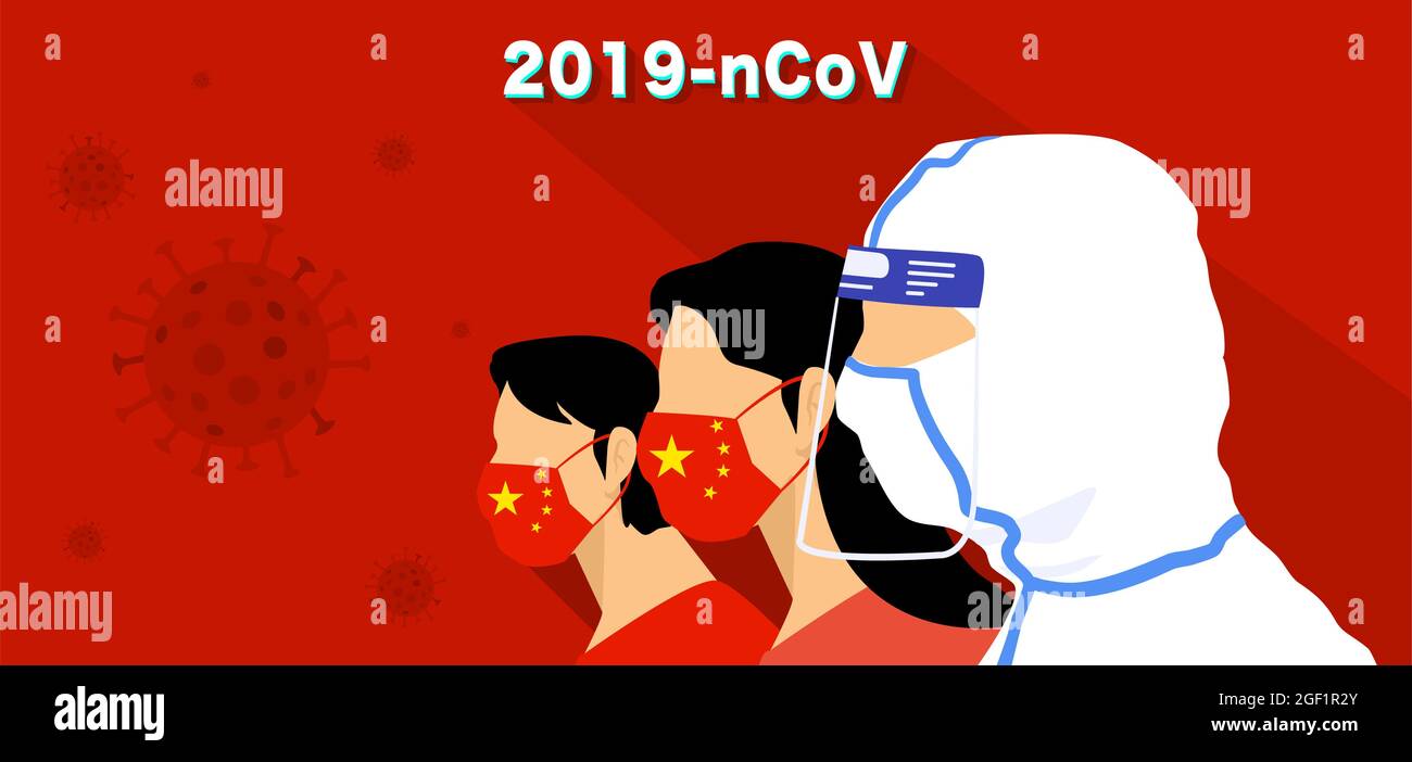 Concept de prévention du coronavirus. Personnes avec masque pour prévenir l'infection. Illustration vectorielle. Illustration de Vecteur