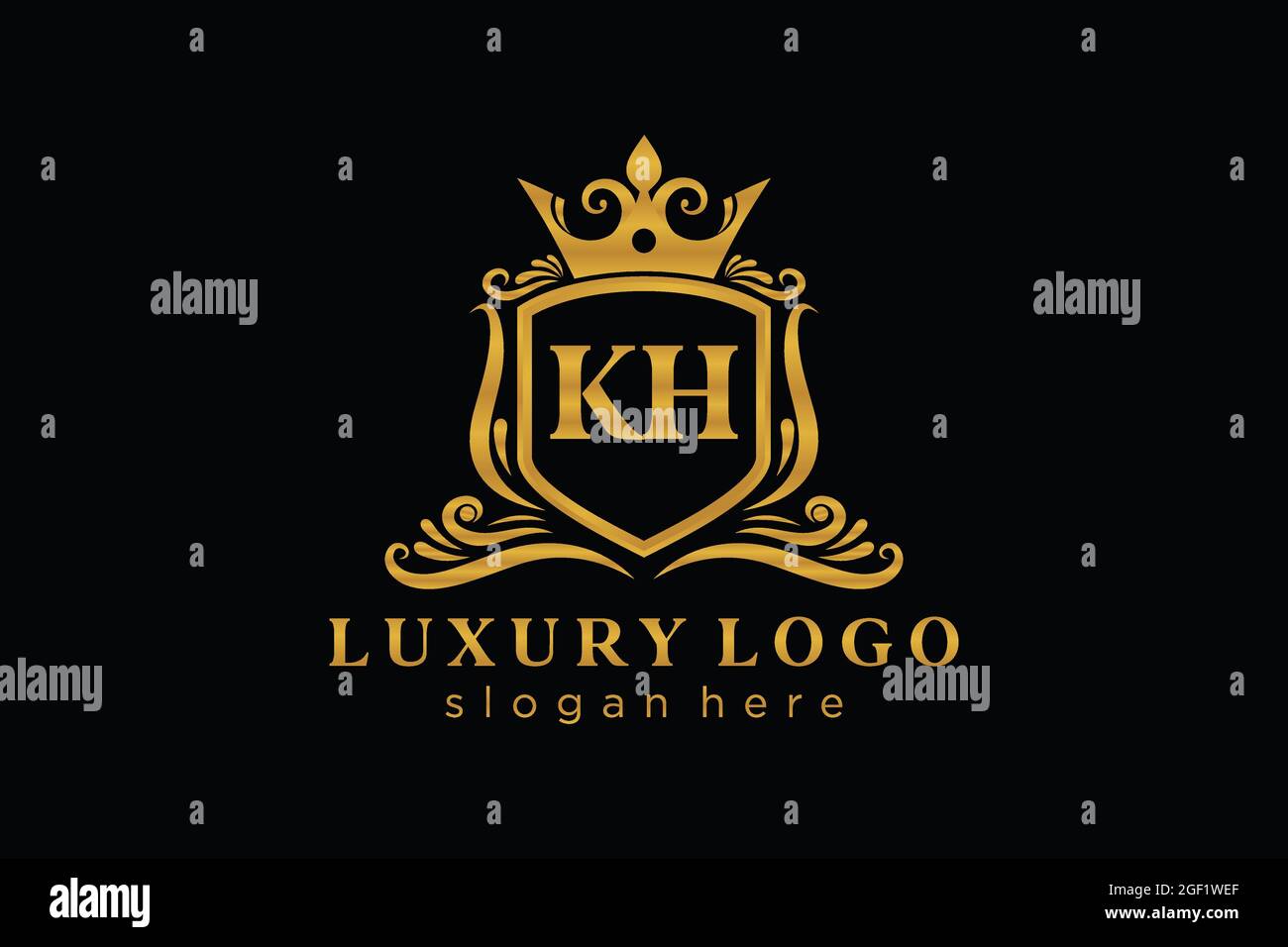 Modèle de logo KH Letter Royal Luxury dans les illustrations vectorielles pour les restaurants, les Royalty, les boutiques, les cafés, les hôtels, Heraldic, bijoux, mode et autres illustrations vectorielles Illustration de Vecteur