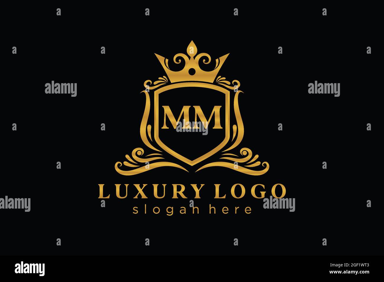 MODÈLE DE logo mm lettre Royal Luxury dans un dessin vectoriel pour restaurant, Royalty, Boutique, café, Hôtel, Heraldic, bijoux, mode et autres illustrations vectorielles Illustration de Vecteur