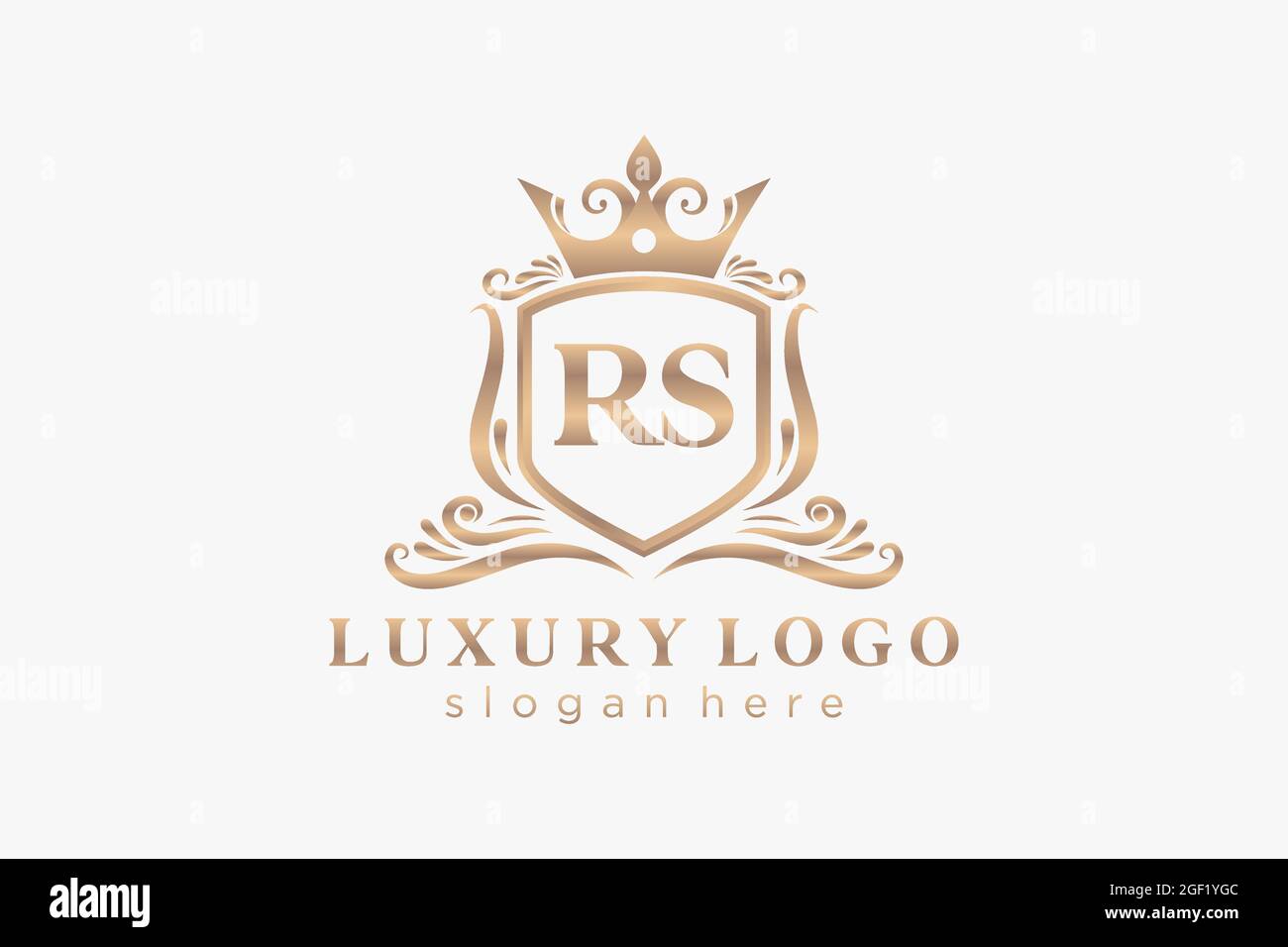 Modèle de logo RS Letter Royal Luxury dans un dessin vectoriel pour les restaurants, les royalties, les boutiques, les cafés, les hôtels, Heraldic, bijoux, mode et autres illustrations vectorielles Illustration de Vecteur