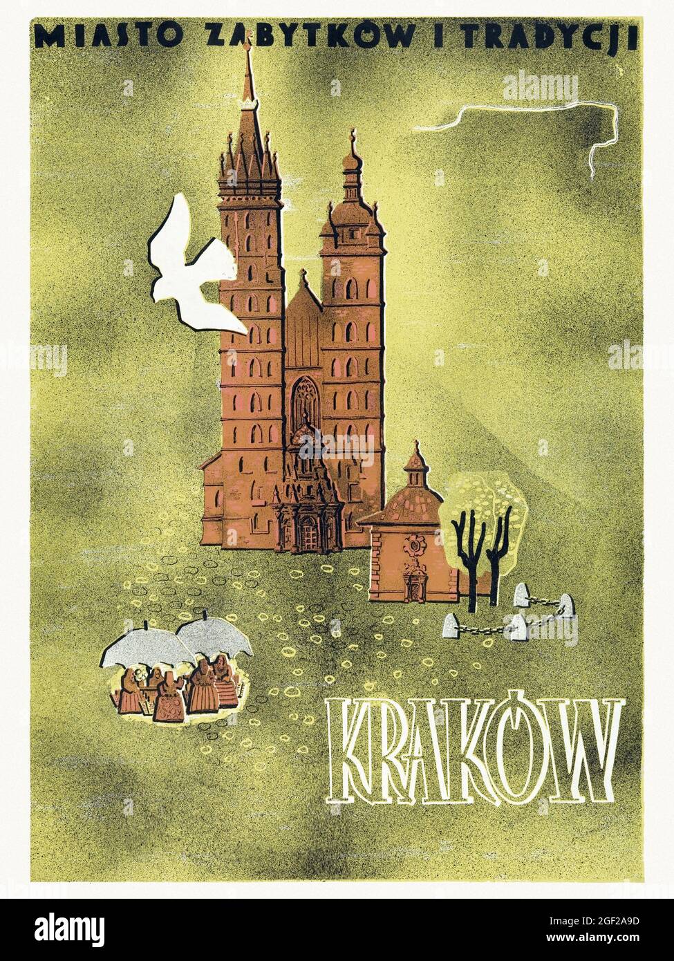 Cracovie. Miasto Zabytków i Tradycji. Artiste inconnu. Affiche ancienne restaurée publiée dans les années 1930 en Pologne. Banque D'Images