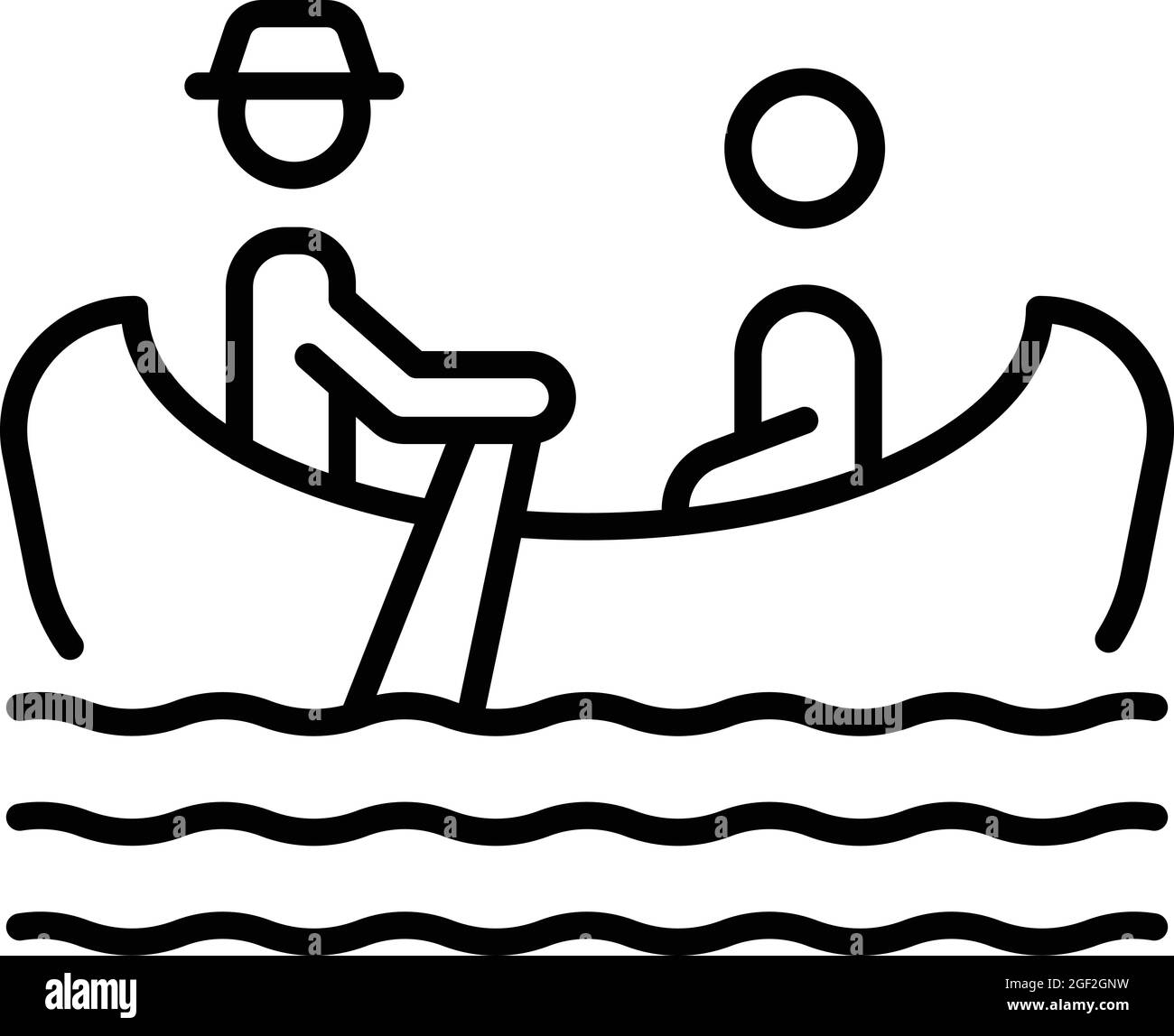 Vecteur de contour de l'icône du gondolier de Venise. Téléphérique. Homme italien Illustration de Vecteur