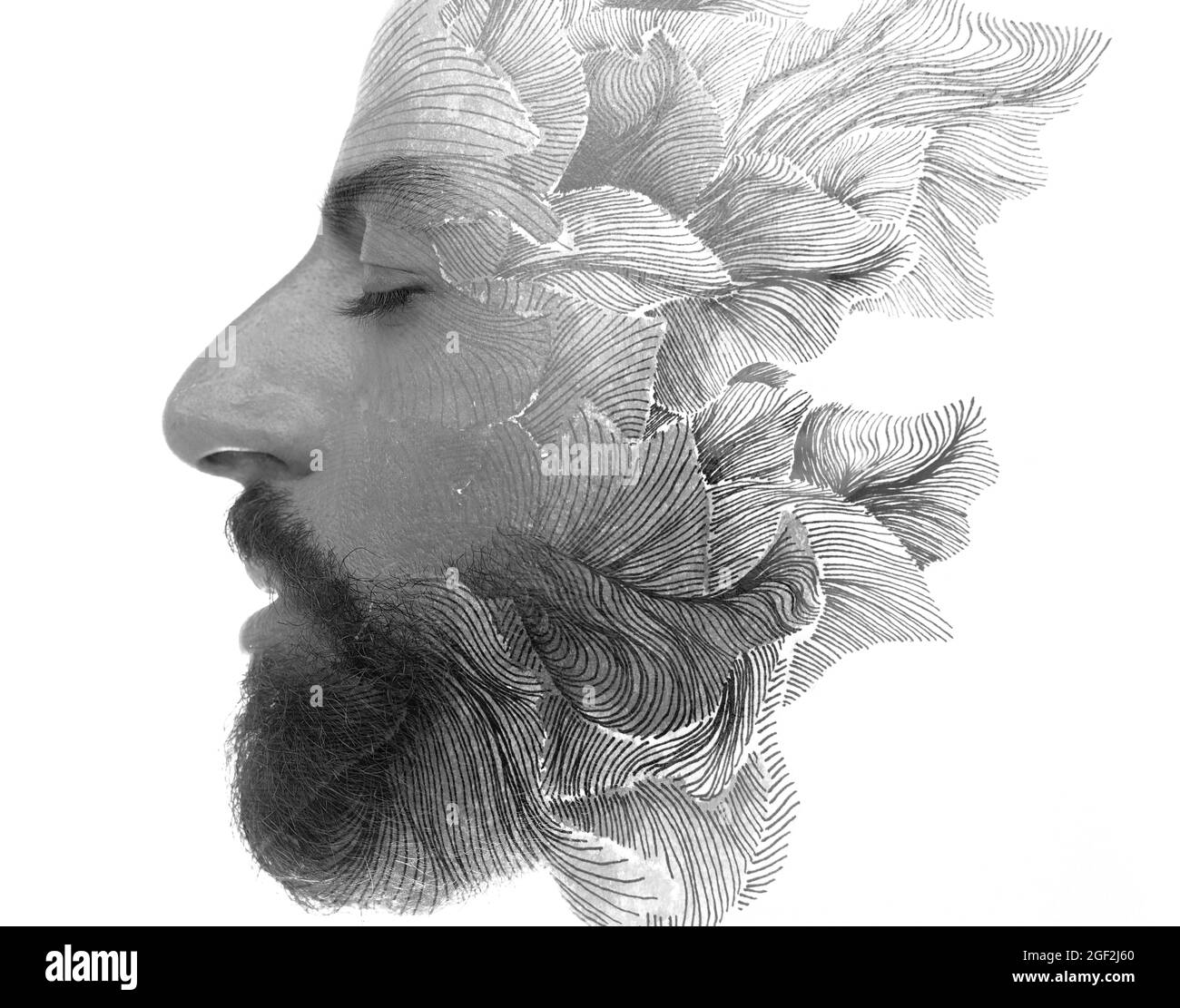 Un portrait attrayant d'un homme barbu Banque D'Images