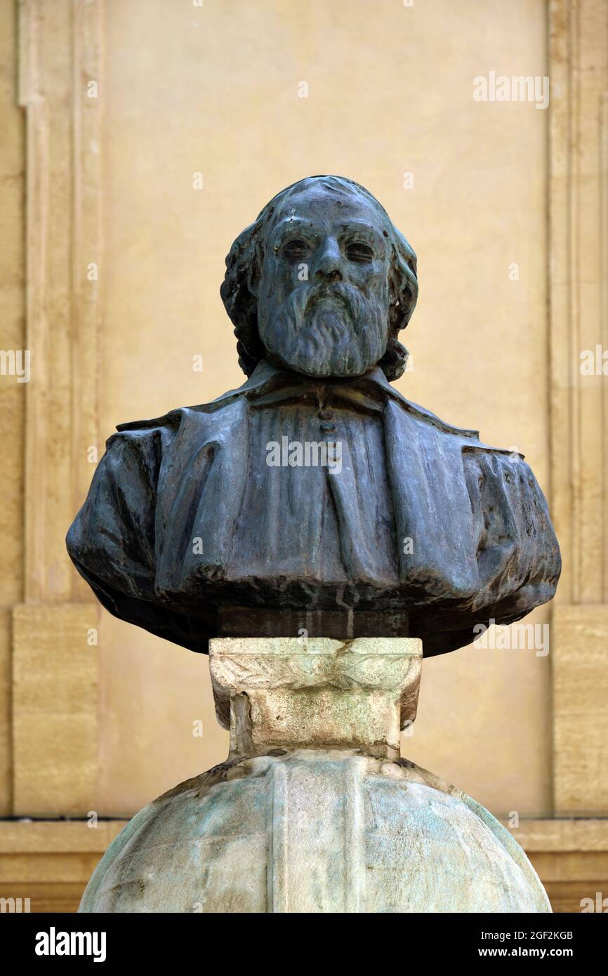 Buste, Portrait, Sculpture ou Statue de Nicolas-Claude Fabri de Peiresc (1580-1637) astronome français, savant et antiquaire Aix-en-Provence France Banque D'Images