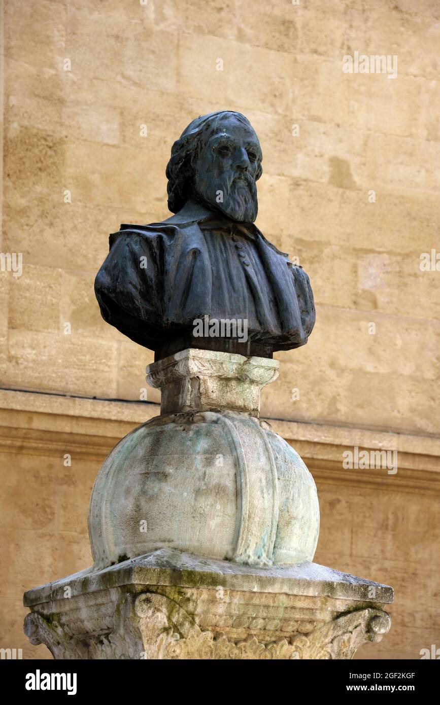 Buste, Portrait, Sculpture ou Statue de Nicolas-Claude Fabri de Peiresc (1580-1637) astronome français, savant et antiquaire Aix-en-Provence France Banque D'Images