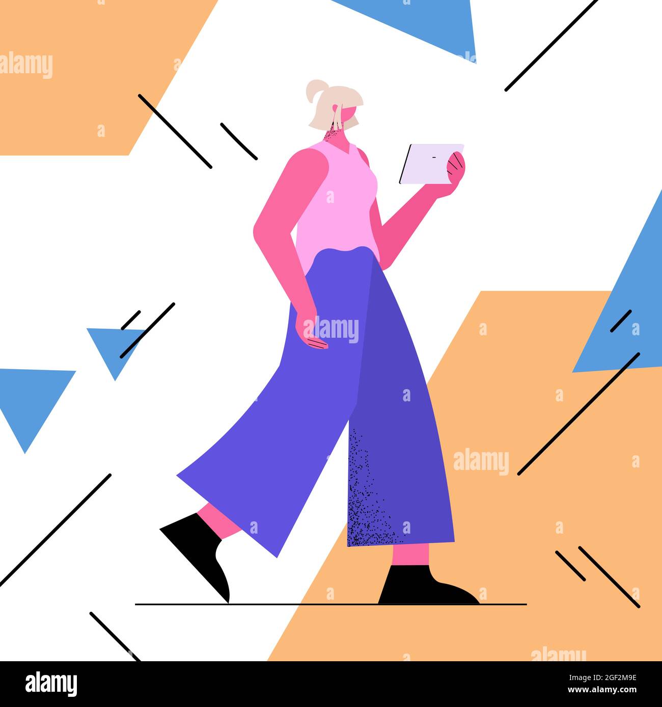 femme senior dans des vêtements décontractés utilisant smartphone réseau de médias sociaux communication en ligne vieux concept d'âge Illustration de Vecteur