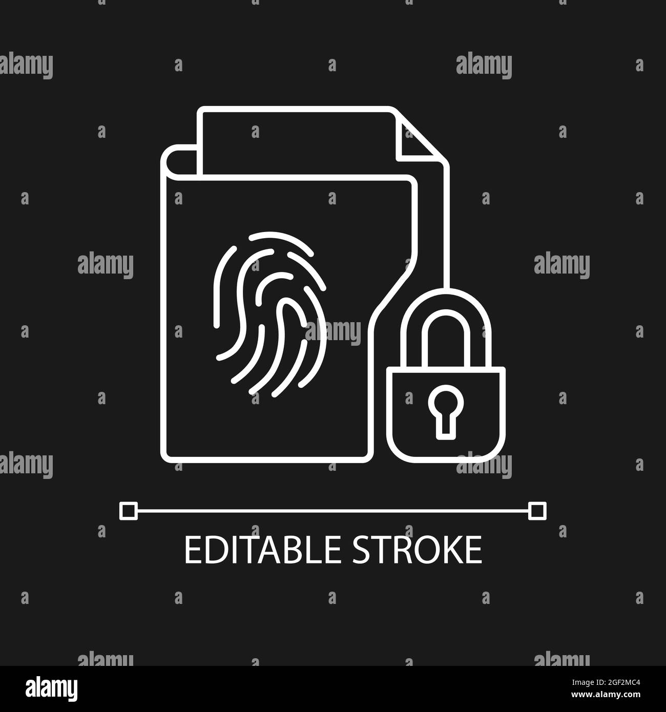 Icône linéaire blanche de protection des informations sensibles pour thème sombre Illustration de Vecteur