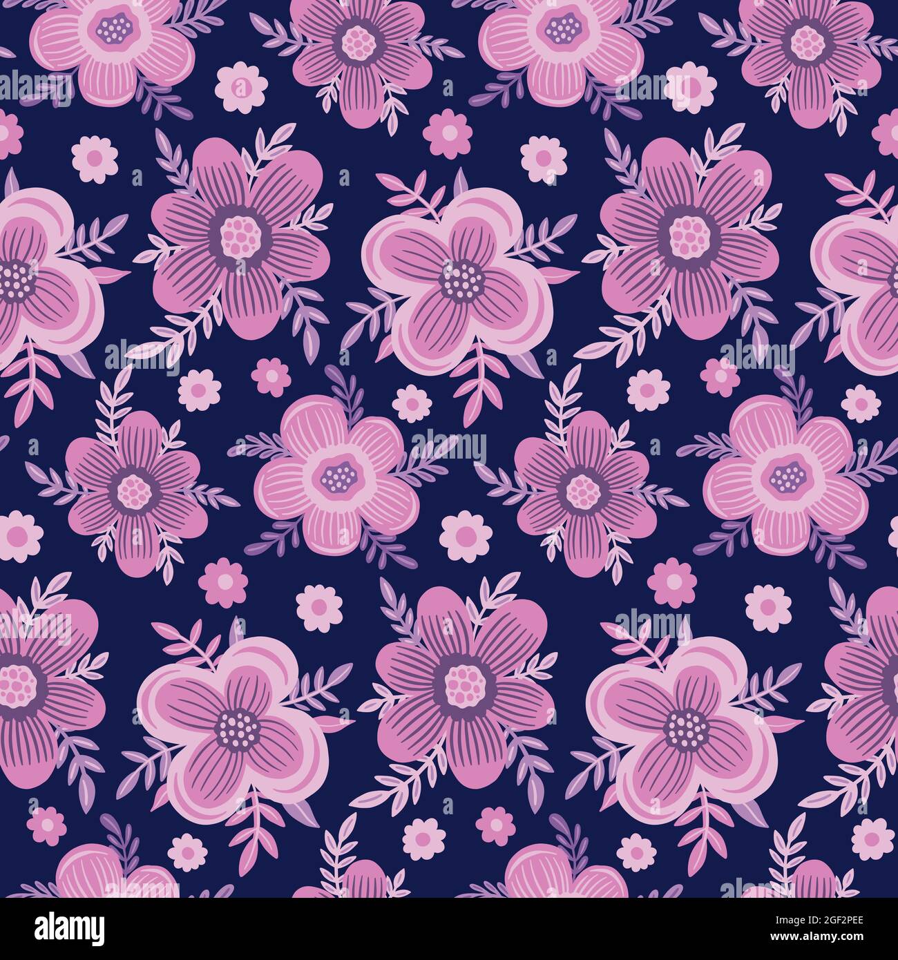 Motif fleuri violet sans couture. Décoration magnifique design d'arrière-plan. Dessin vintage floral textile mode. Illustration de Vecteur