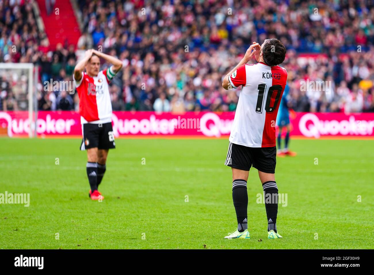 ROTTERDAM, PAYS-BAS - AOÛT 22 : Orkun Kokcu de Feyenoord pendant le match néerlandais Eredivisie entre Feyenoord et Vas-y Eagles au Stadion Feijenoord de Kuip le 22 août 2021 à Rotterdam, pays-Bas (photo de Yannick Verhoeven/Orange Pictures) Banque D'Images