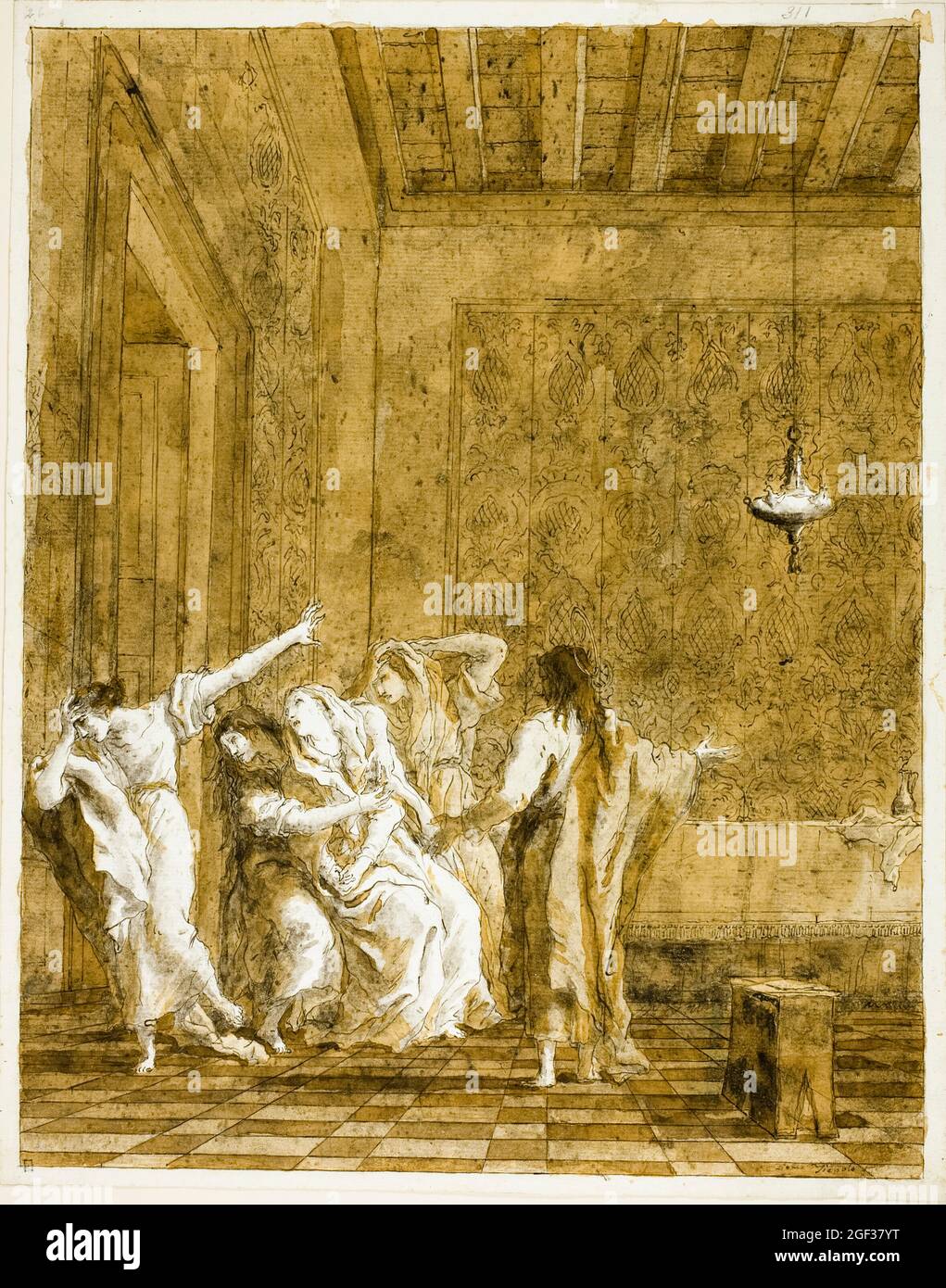 Giovanni Domenico Tiepolo, Jésus dans la Maison de Jairus, dessin, 1790-1804 Banque D'Images