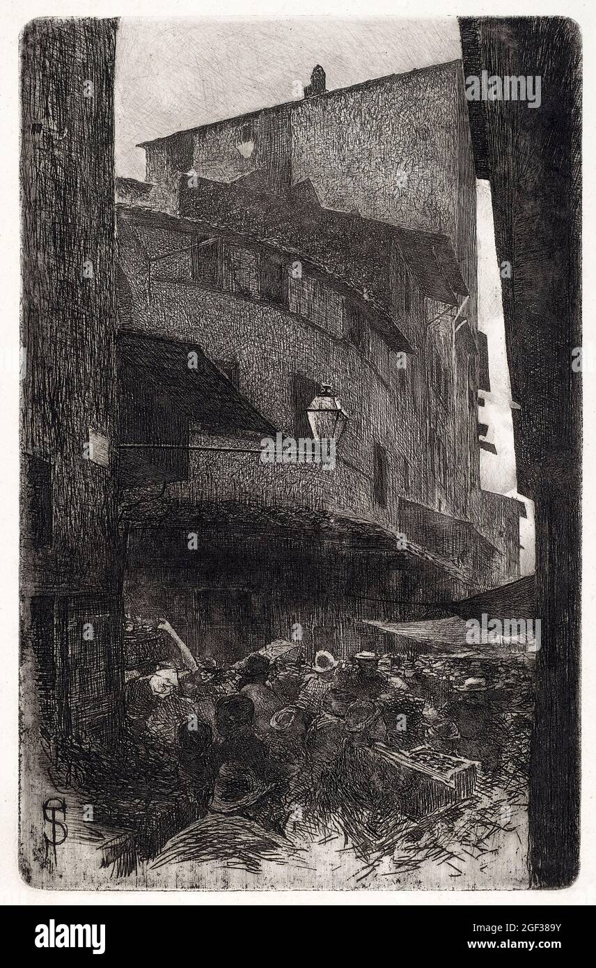 Telemaco Signorini, Santa Maria della Tromba, gravure, 1886 Banque D'Images