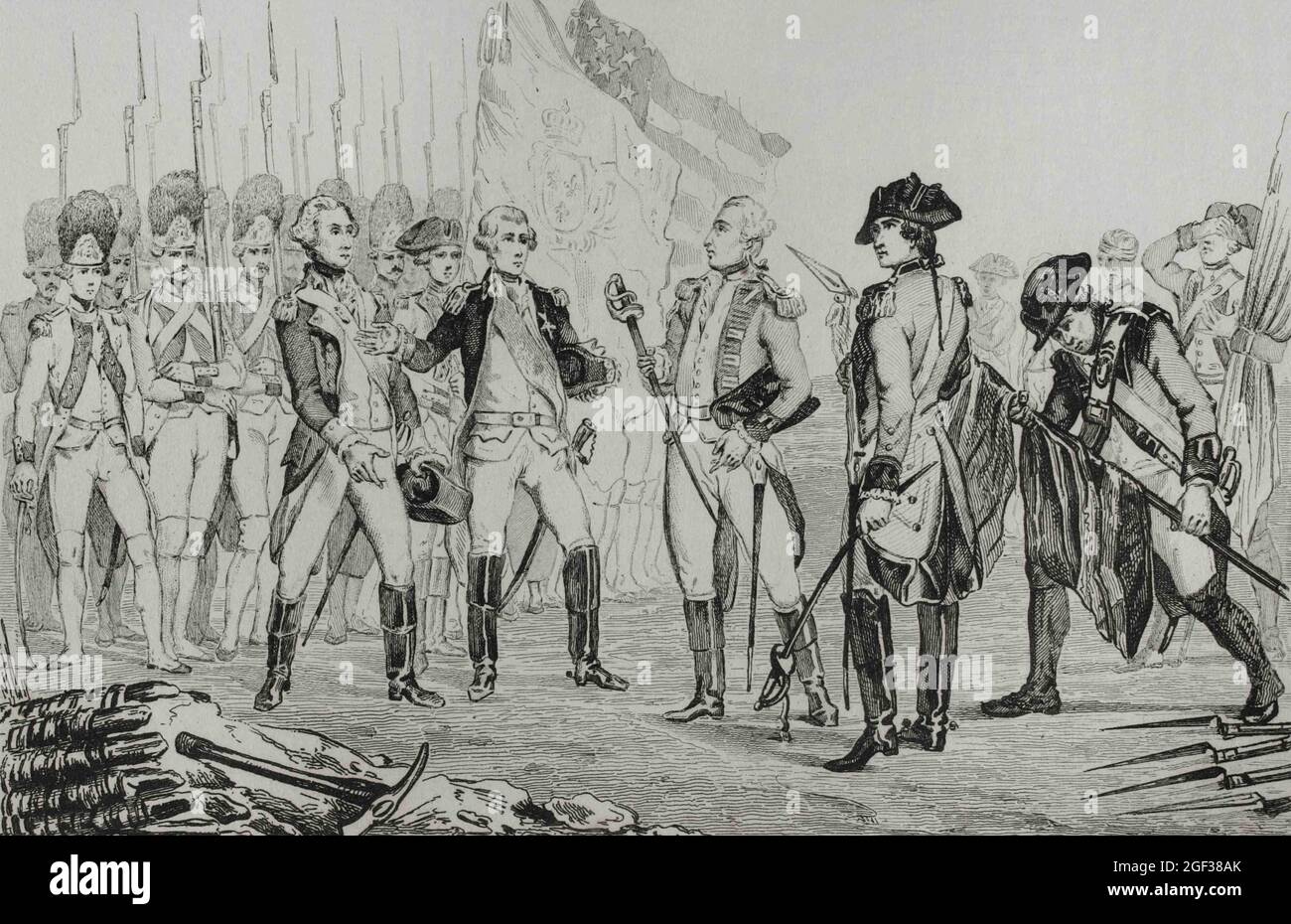 Guerre d'indépendance des États-Unis d'Amérique. Le général britannique Cornwallis (1738-1805) se rendira après la bataille de Yorktown, en Virginie, le 1er octobre Banque D'Images