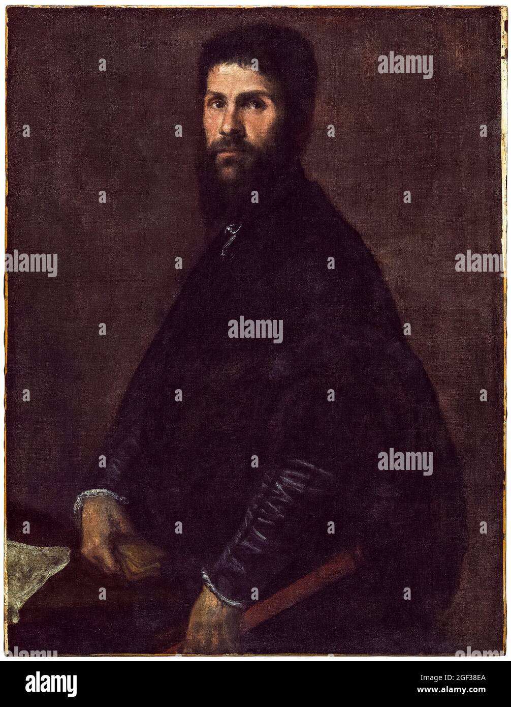 Titien, Tiziano Vecellio, Homme tenant une flûte, portrait, 1560-1565 Banque D'Images