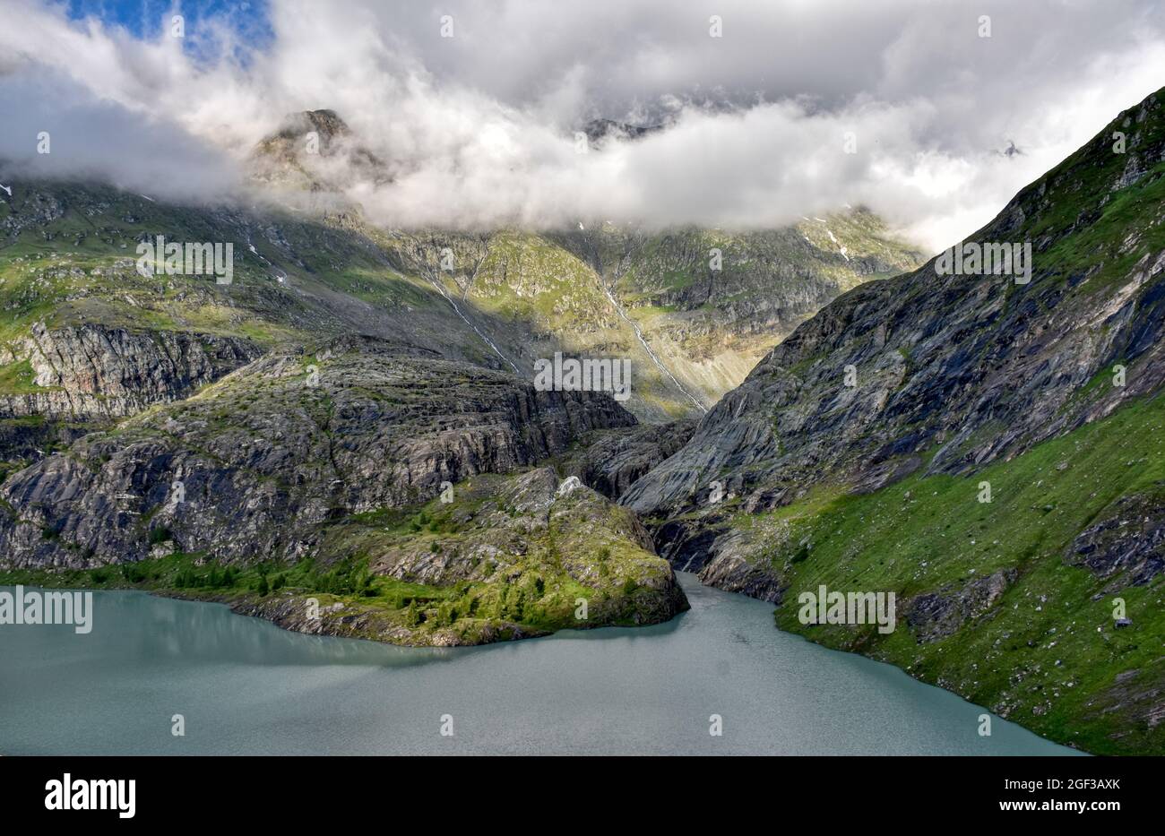 Margitze, Talwanne, Margitzenstausee, Voir, Stausee, Mauer, Staubauer, Pasterze, Wasser, Pasterzengletscher, Gletscherwasser, Oberstufe, Kraftwerk, Banque D'Images