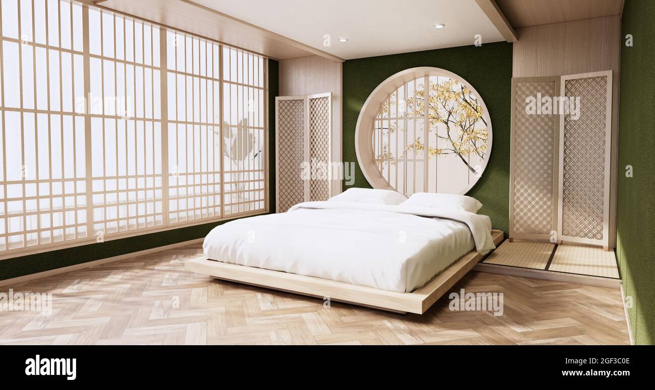 Maquette de chambre de style japonais moderne et vert, la plus belle. Rendu  3D Photo Stock - Alamy