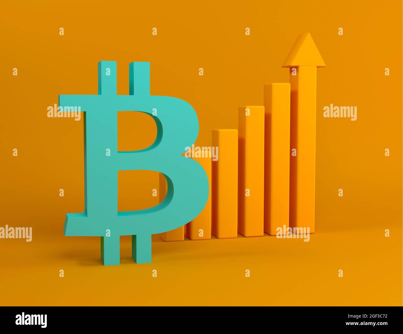 Prix de la crypto-monnaie. Fluctuations et prévisions du taux de crypto- monnaie. La pièce en bitcoin sur le tableau des prix pointe vers le haut.  Sur fond noir, copier Photo Stock - Alamy