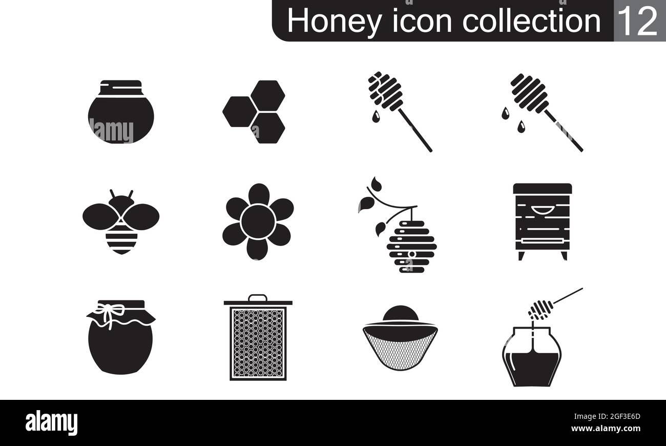 Ensemble d'icônes plates au miel. Collection de symboles de haute qualité pour la conception Web, l'application mobile. Icônes ou logo en forme de ligne fine à vecteur de miel. Illustration de Vecteur