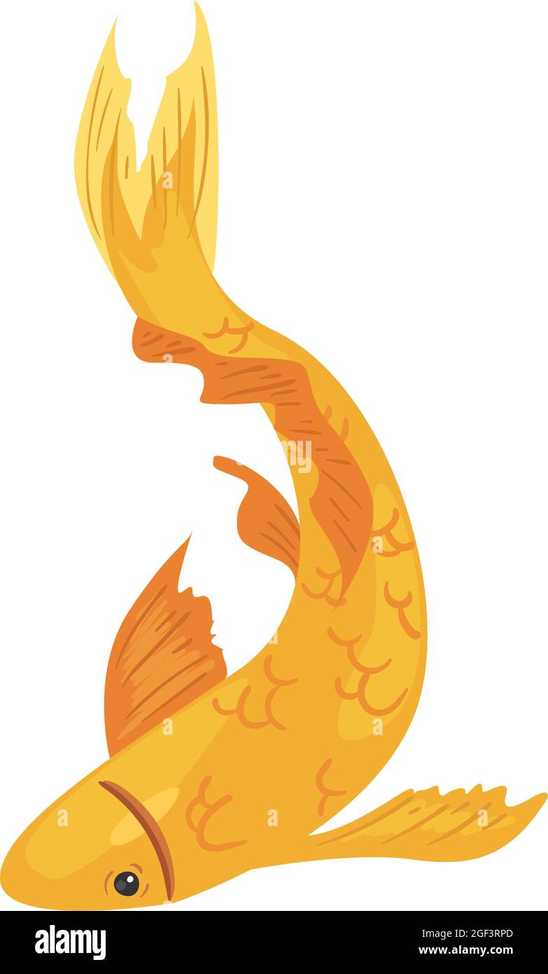 koï poisson de couleur dorée icône isolée Illustration de Vecteur