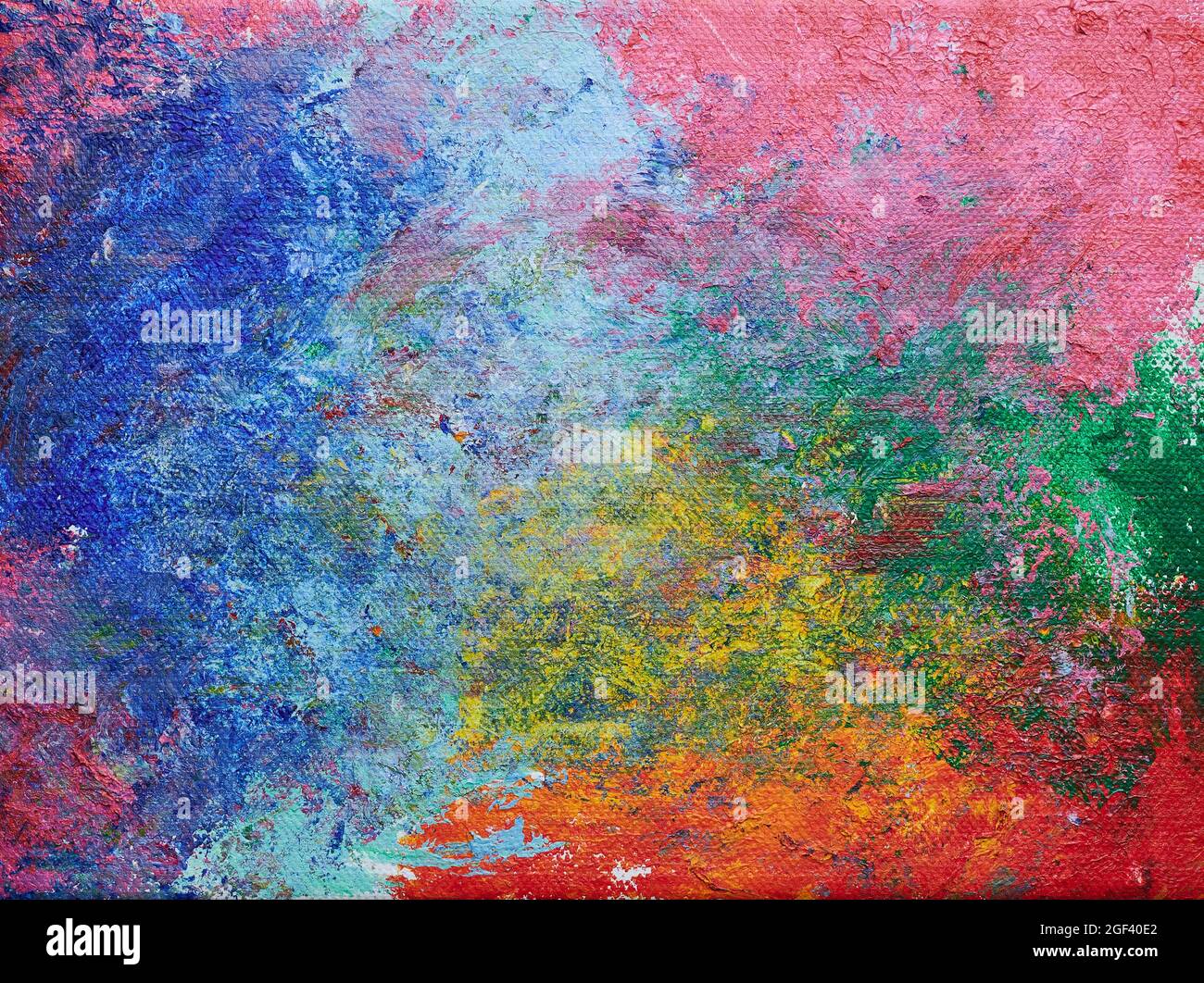 photo d'un tableau en acrylique dabbed sur une toile de différentes couleurs Banque D'Images