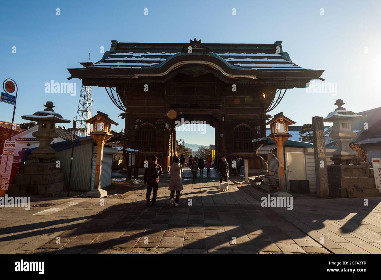 Entrée au temple de Zenkoji à Nagano, Japon Banque D'Images