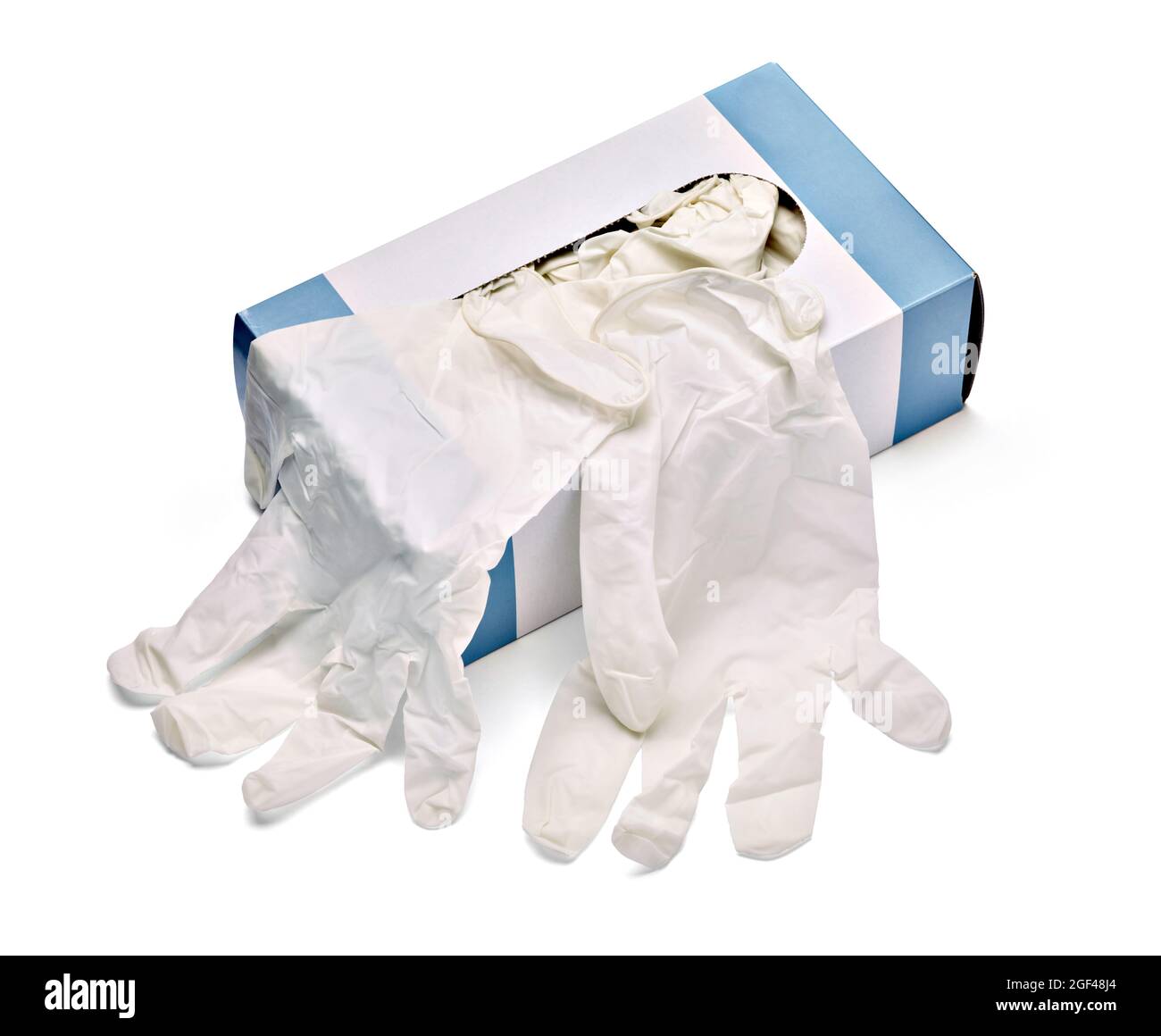 gros plan d'une boîte de gants de protection en latex blanc sur fond blanc  Photo Stock - Alamy