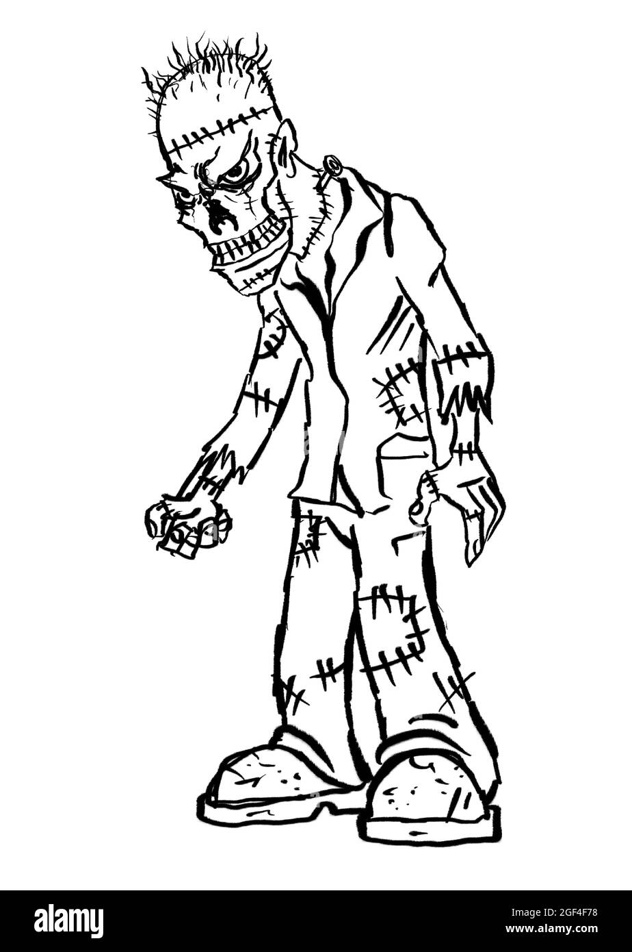 Frankenstein monster drawing Banque d'images noir et blanc - Alamy
