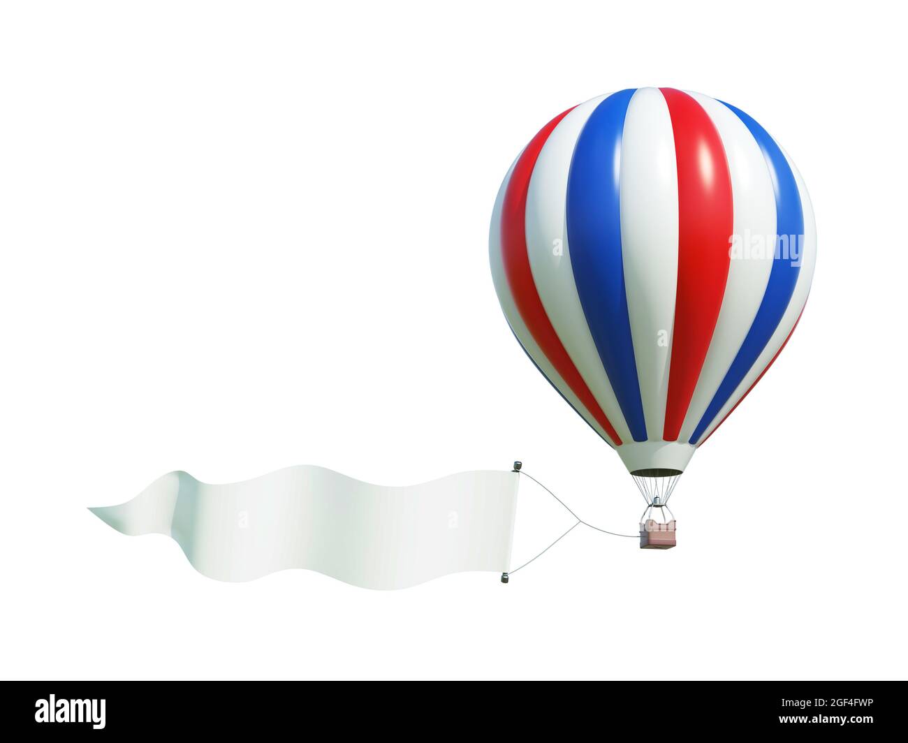 Ballon d'air avec bannière de ciel, annonce aréale rendu 3d Banque D'Images